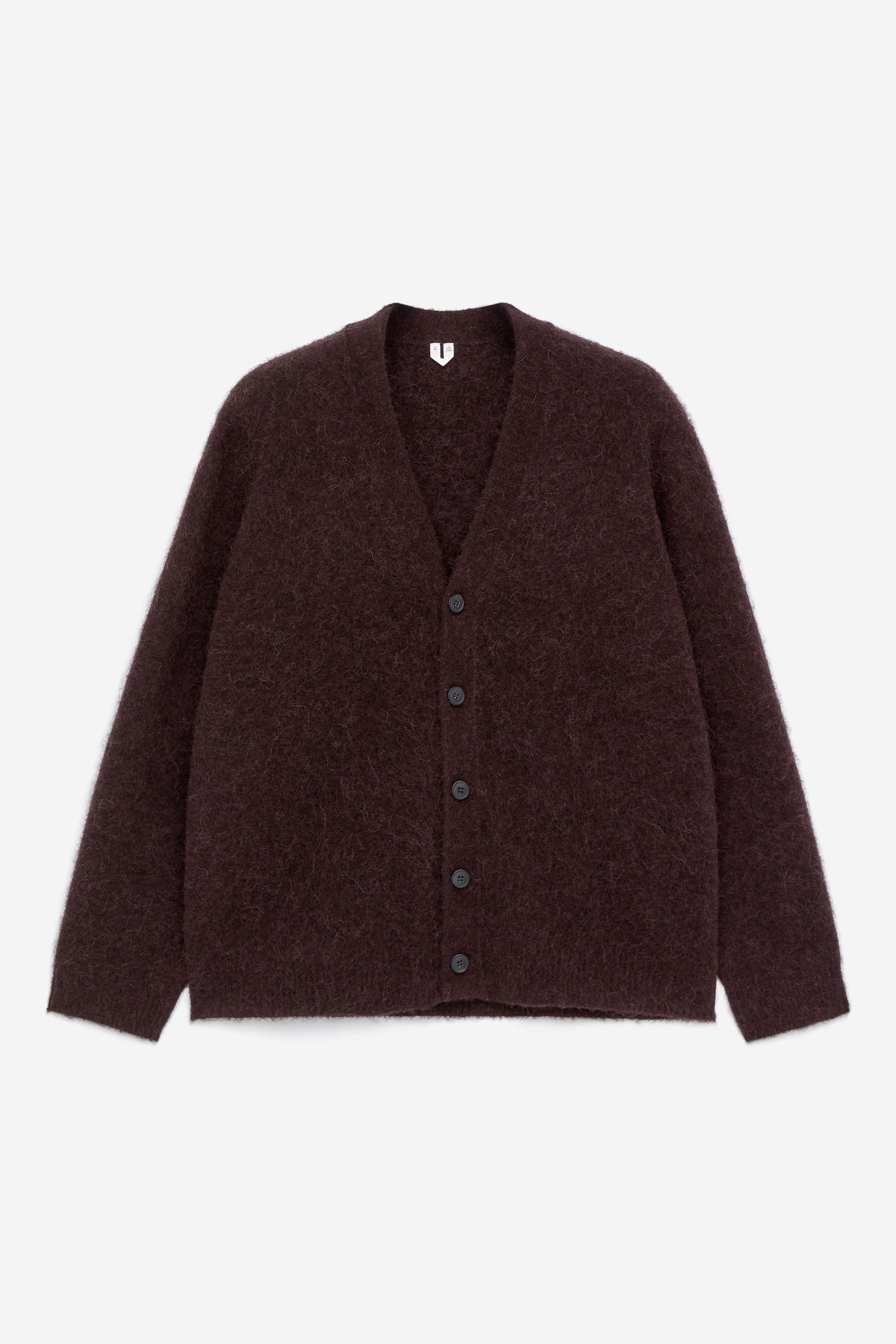 Strickjacke aus Wolle und Alpakawolle - Dunkelrot/Dunkelbeige