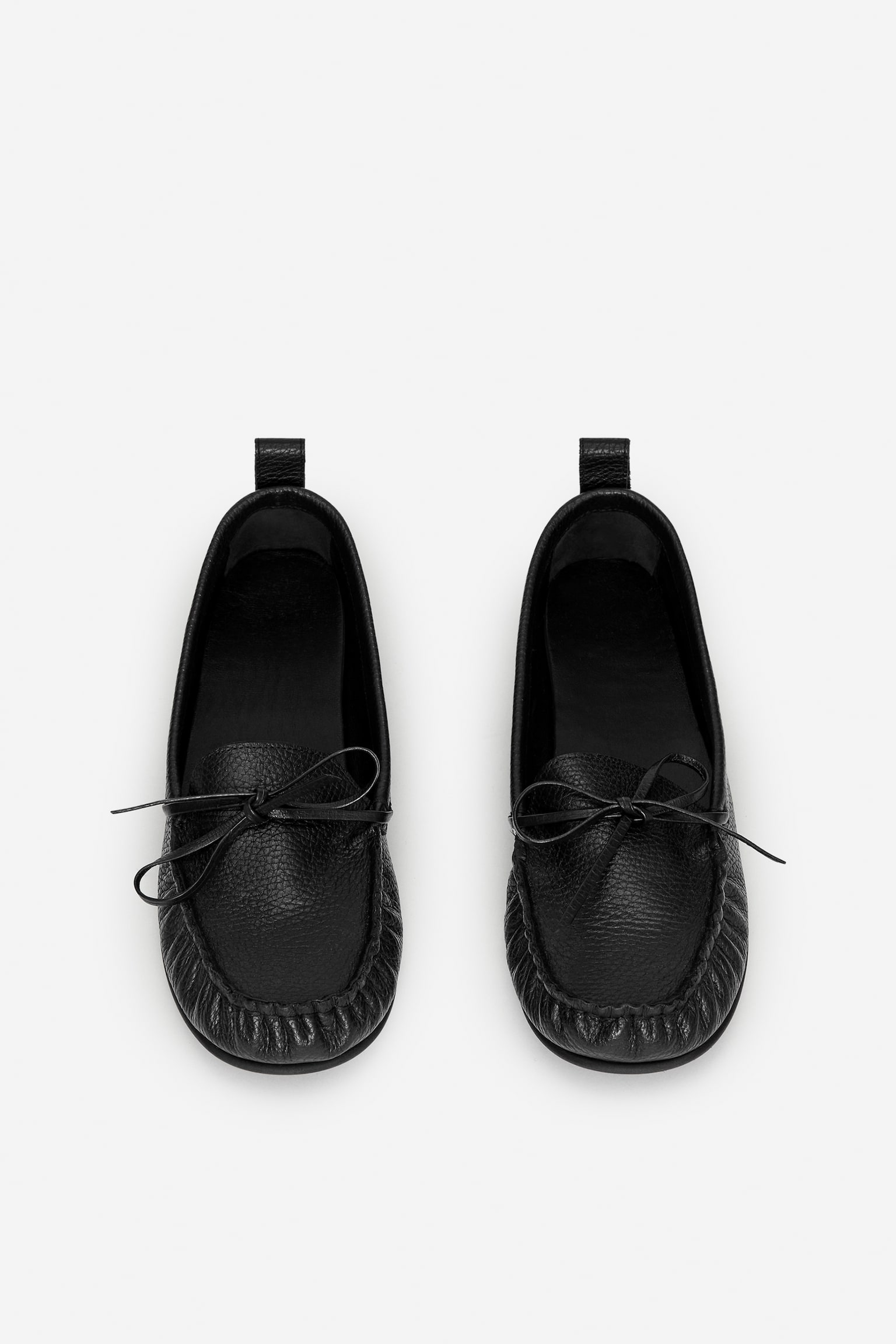 Moccasin Leather Loafers - Black - 6