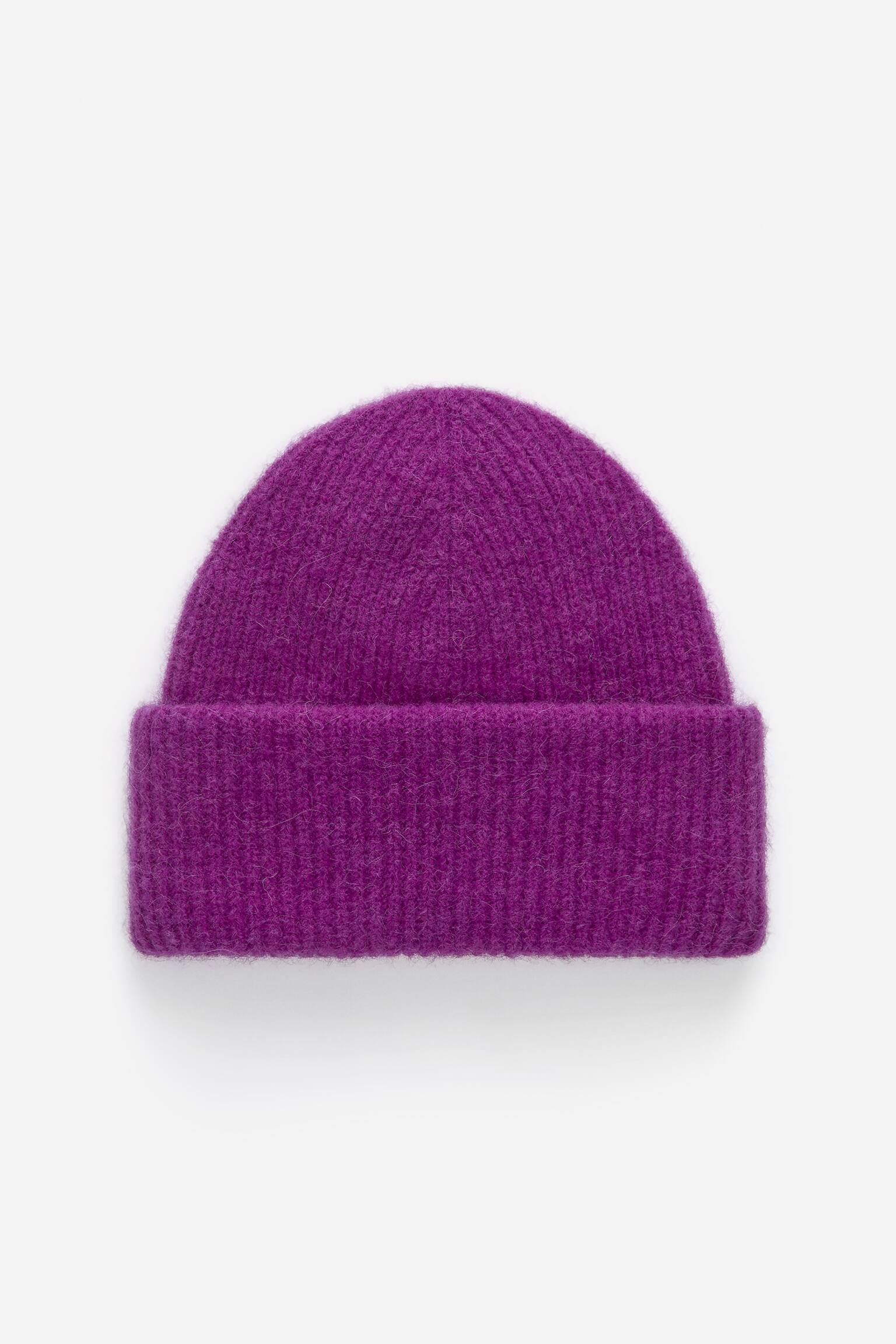 Beanie aus Alpakawolle und Wolle - Lila/Taubenblau/Schwarz/Beige/Dunkelgrau/Grün - 2