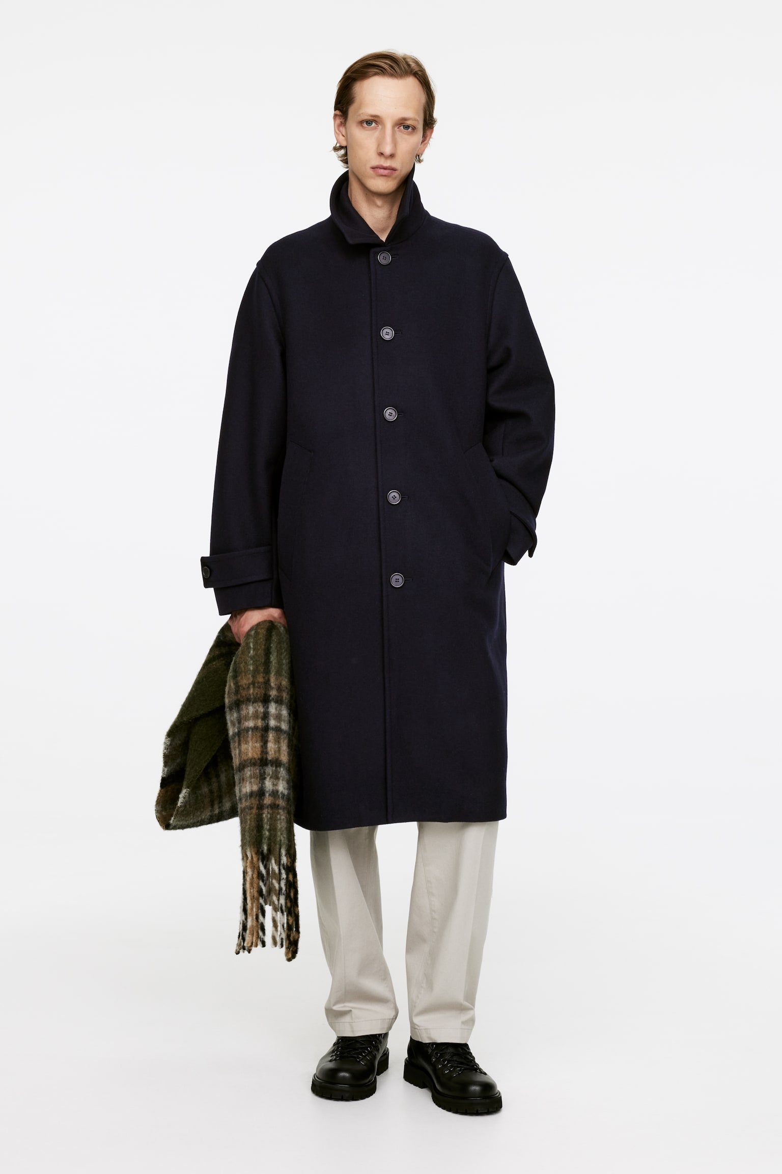 Heavy Melton Coat - Dark Blue - 1