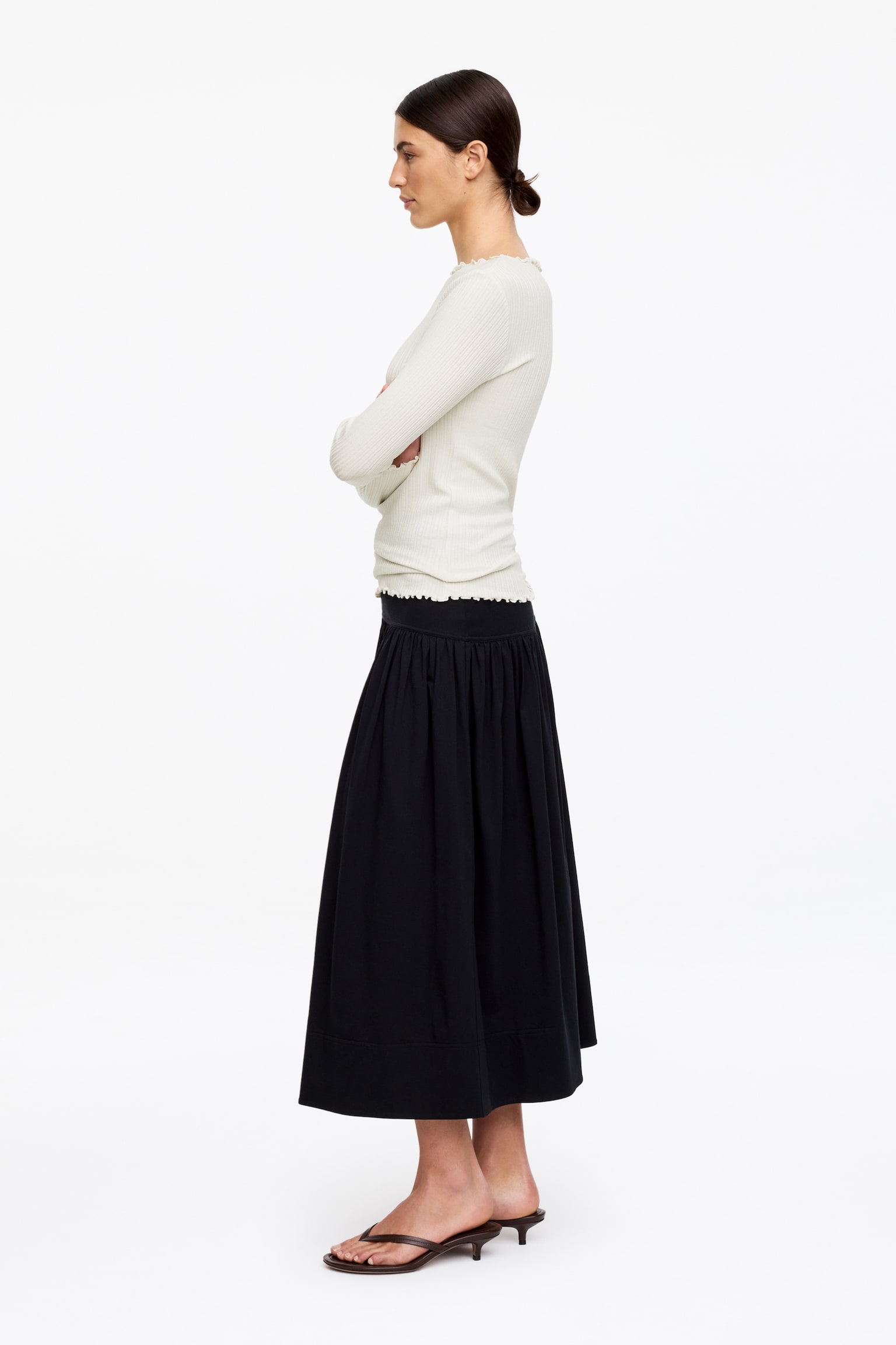 Topp med båtringning - Off-white/Svart - 4