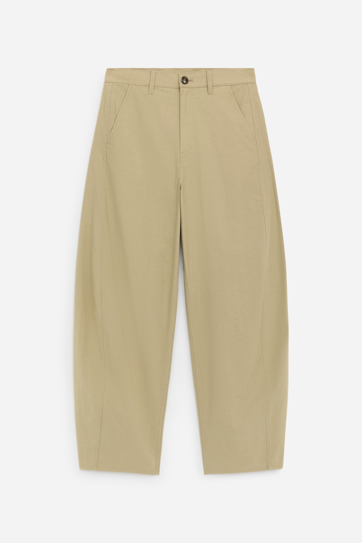 Hose mit Barrel Leg - Beige/Schwarz - 2