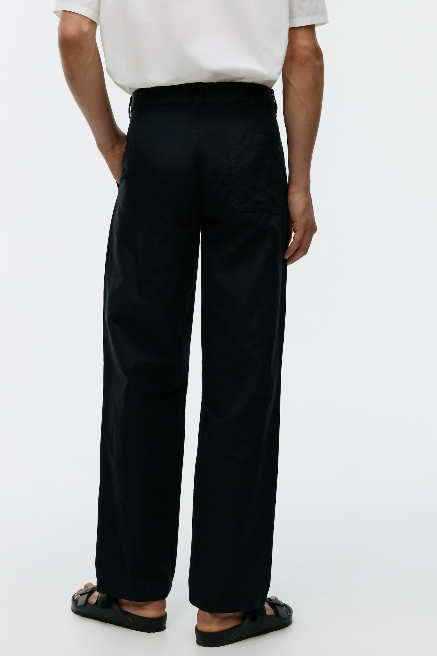 Cotton-Linen Trousers - Black - 7