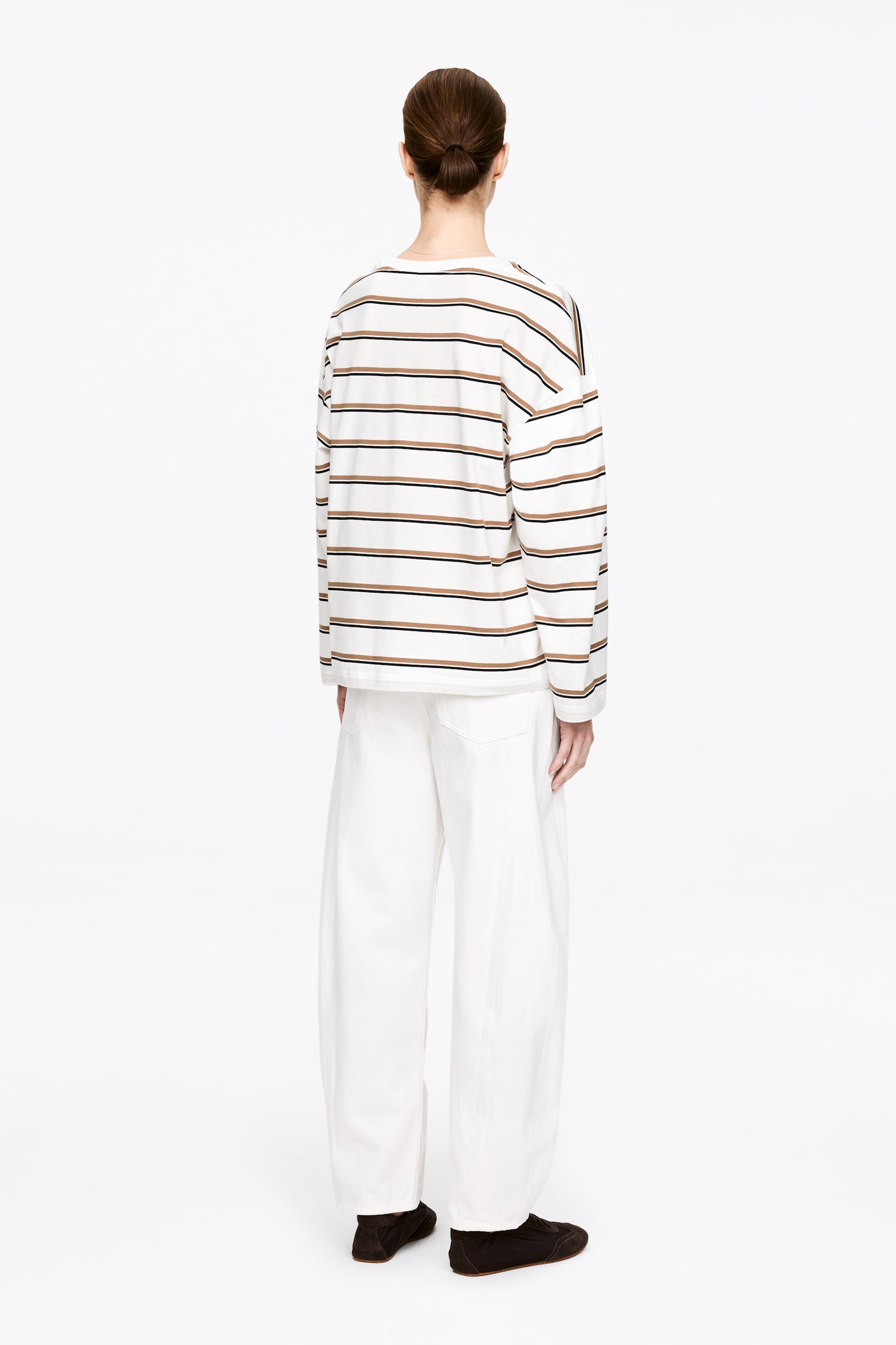 Oversized-T-Shirt mit langen Ärmeln - Weiß/mehrfarbig/Schwarz/Türkis - 6