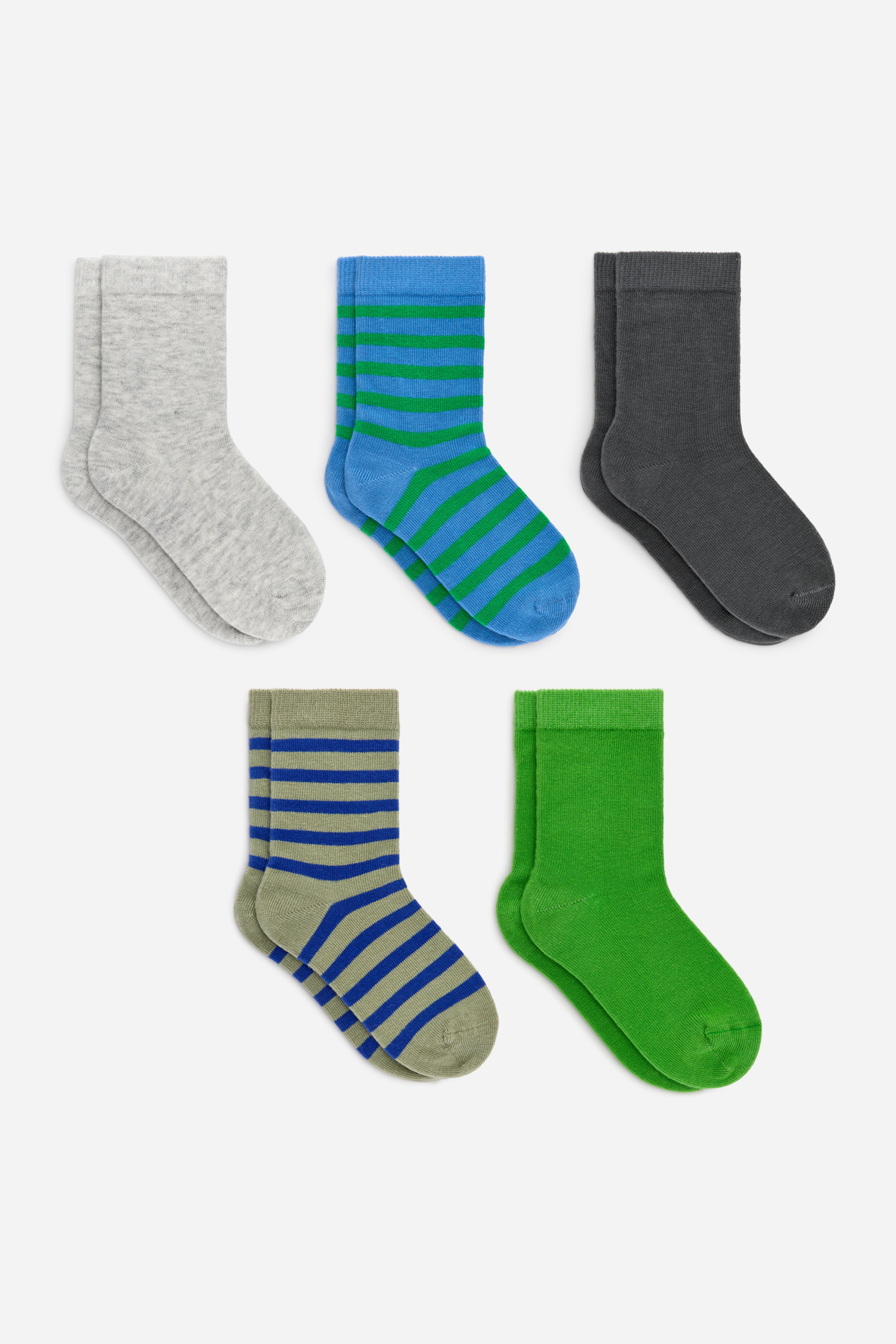 Baumwollsocken, 5er-Pack - Mehrfarbig/Dunkelblau/Beige/Blau/Grün/Mehrfarbig/Herzen/Flieder/Mehrfarbig/Graubraun/Cremeweiß