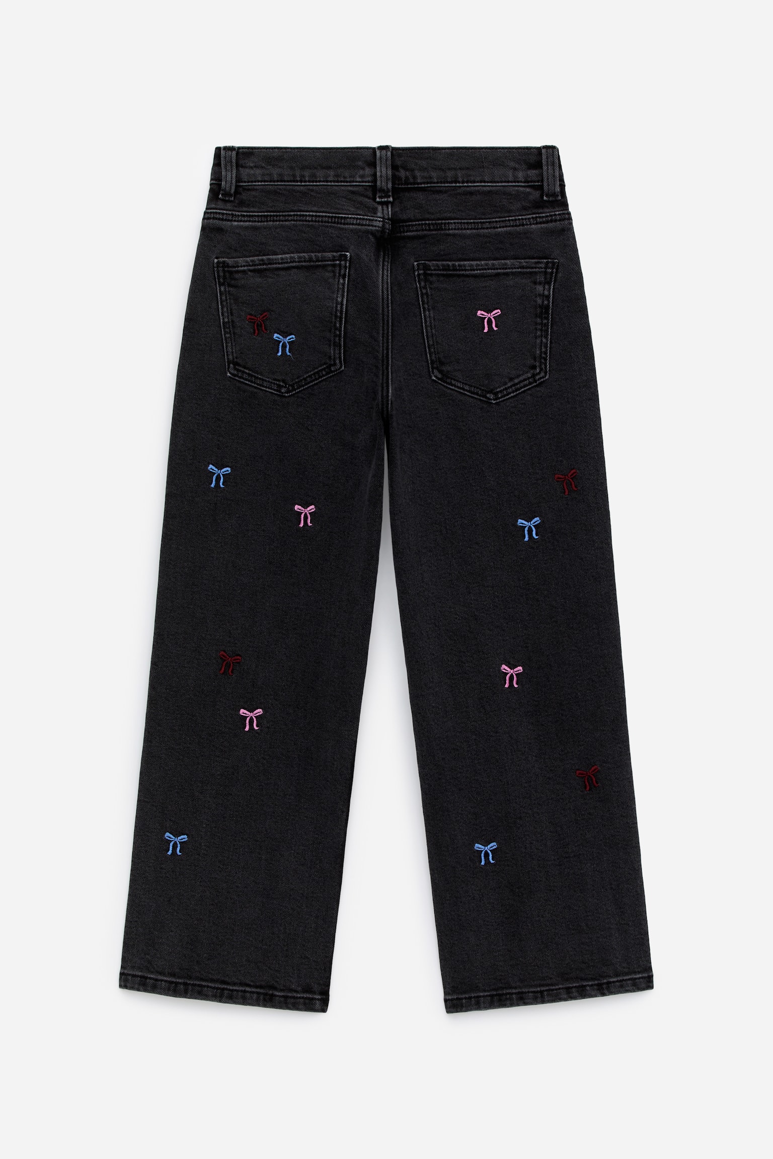Pantalon en jean brodé - Noir/Mauve/Bleu/Coccinelles - 3