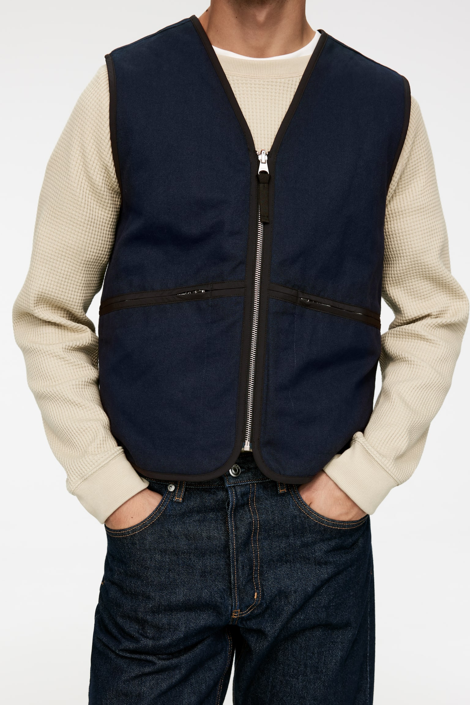 Reversible Quilted Vest - Dark Blue - 8