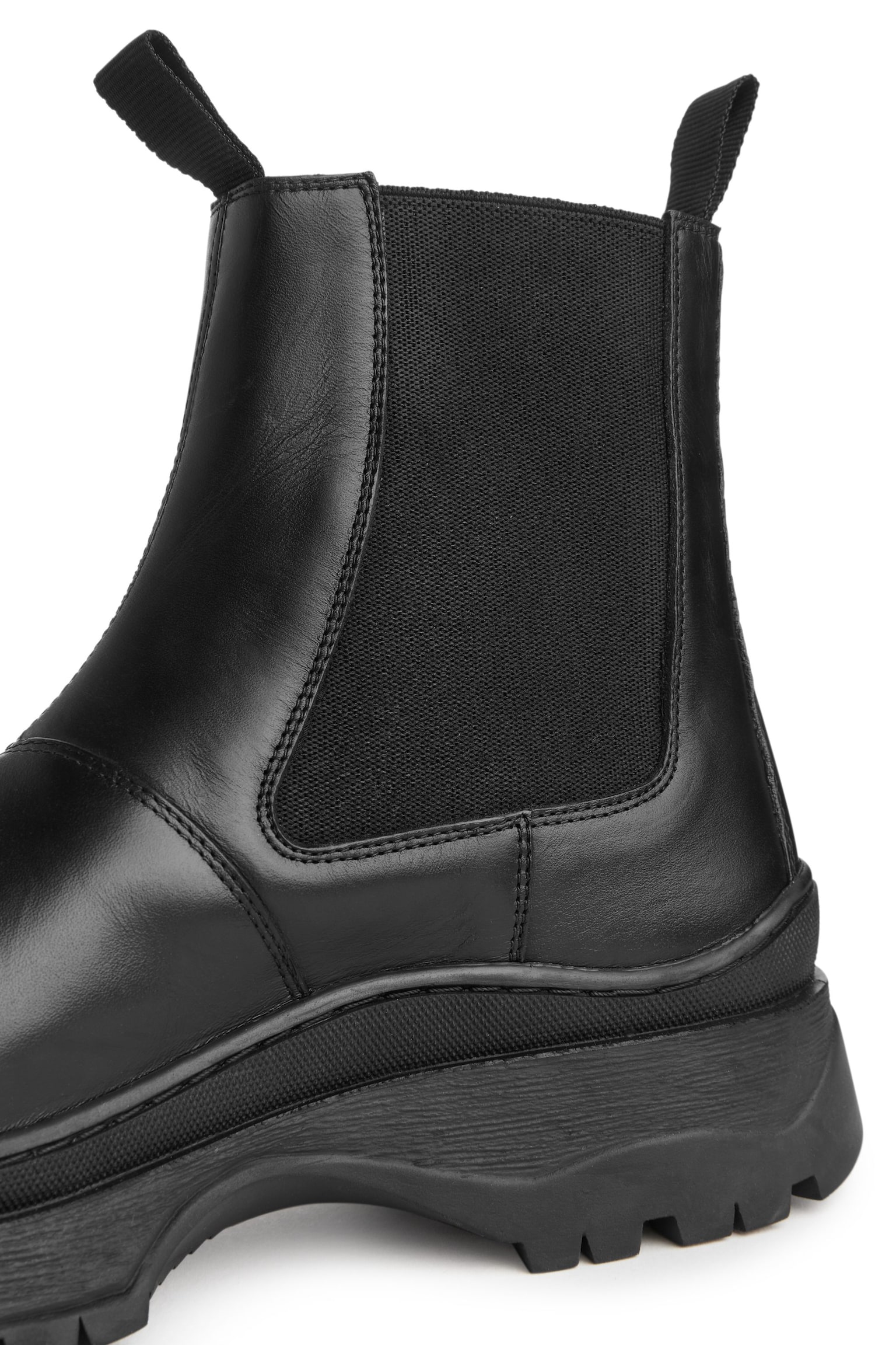 Chunky-Sole Leather Boots - Black - 3