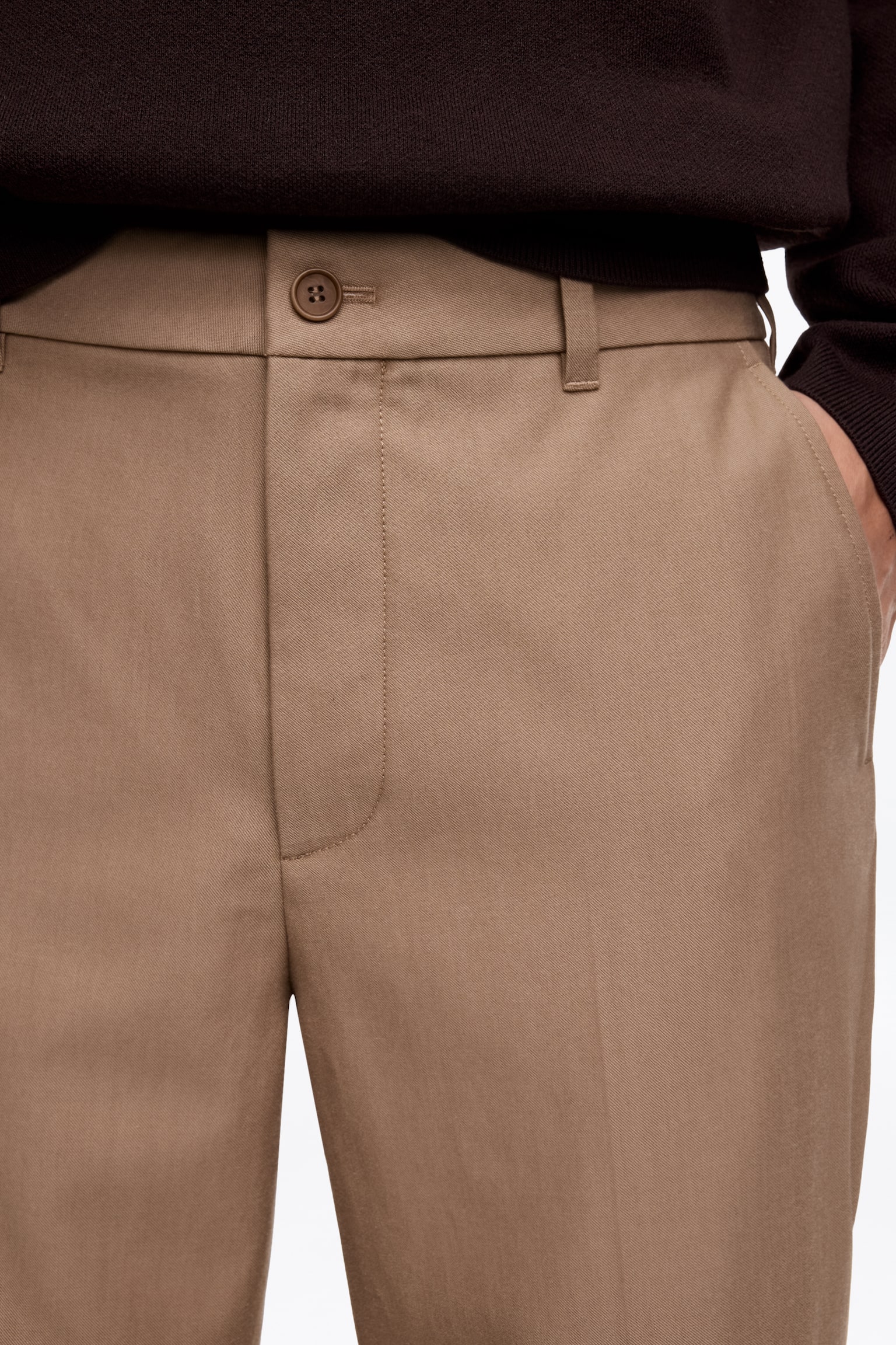 Spodnie z domieszką wełny - Brązowy/Czarny - 4