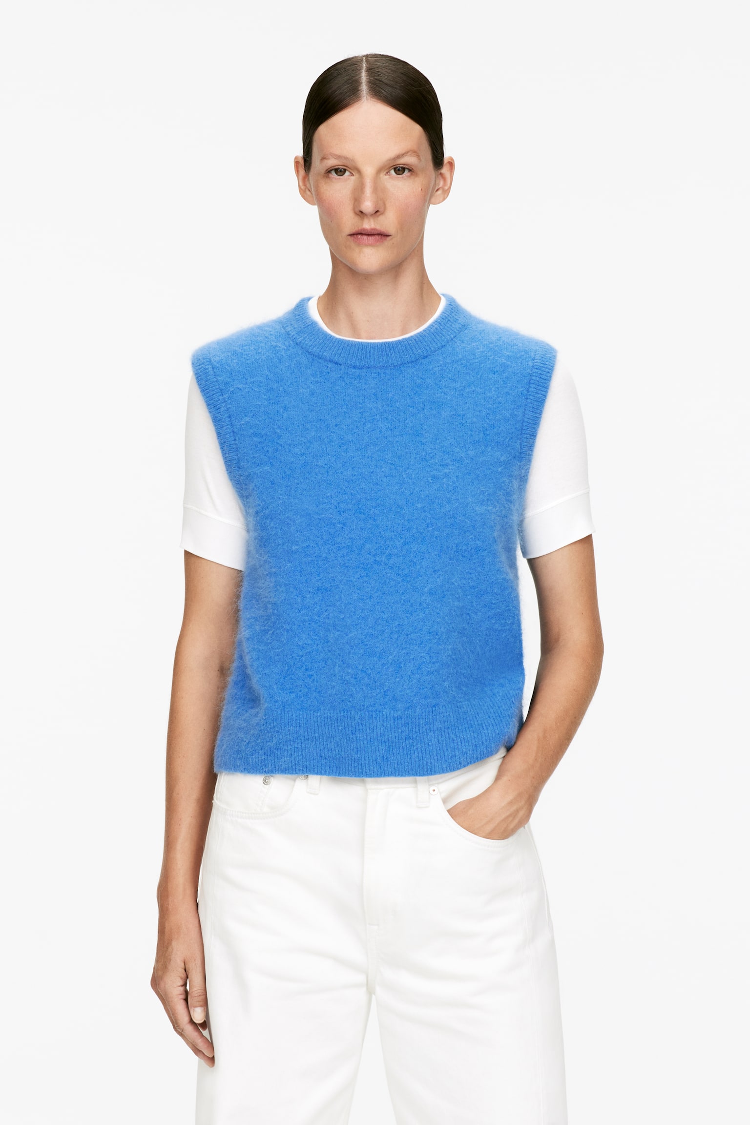 Vest van een alpaca-wolmix - Blauw/Zwart - 1