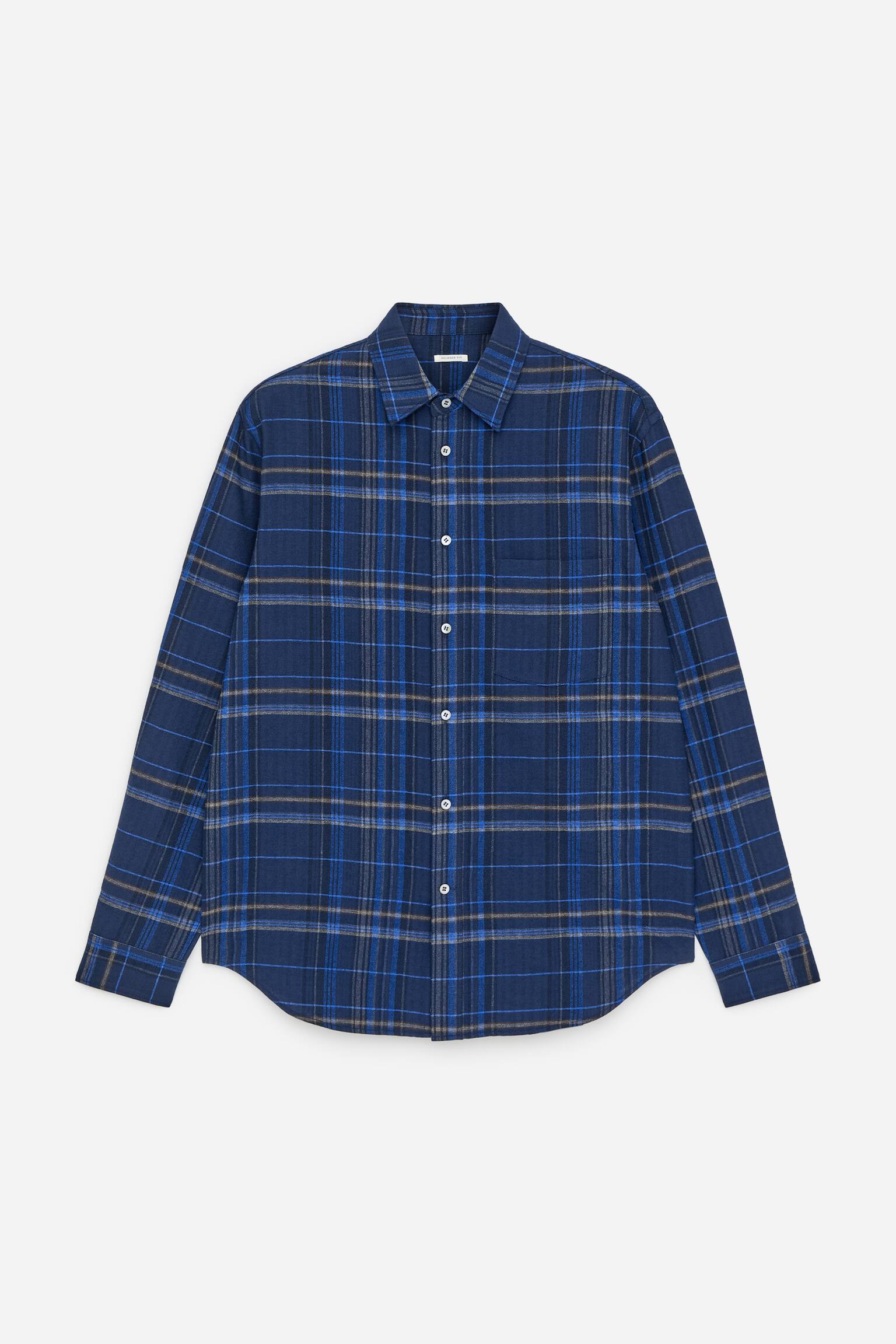 Lockeres Flanellhemd - Blau/Karos - 2