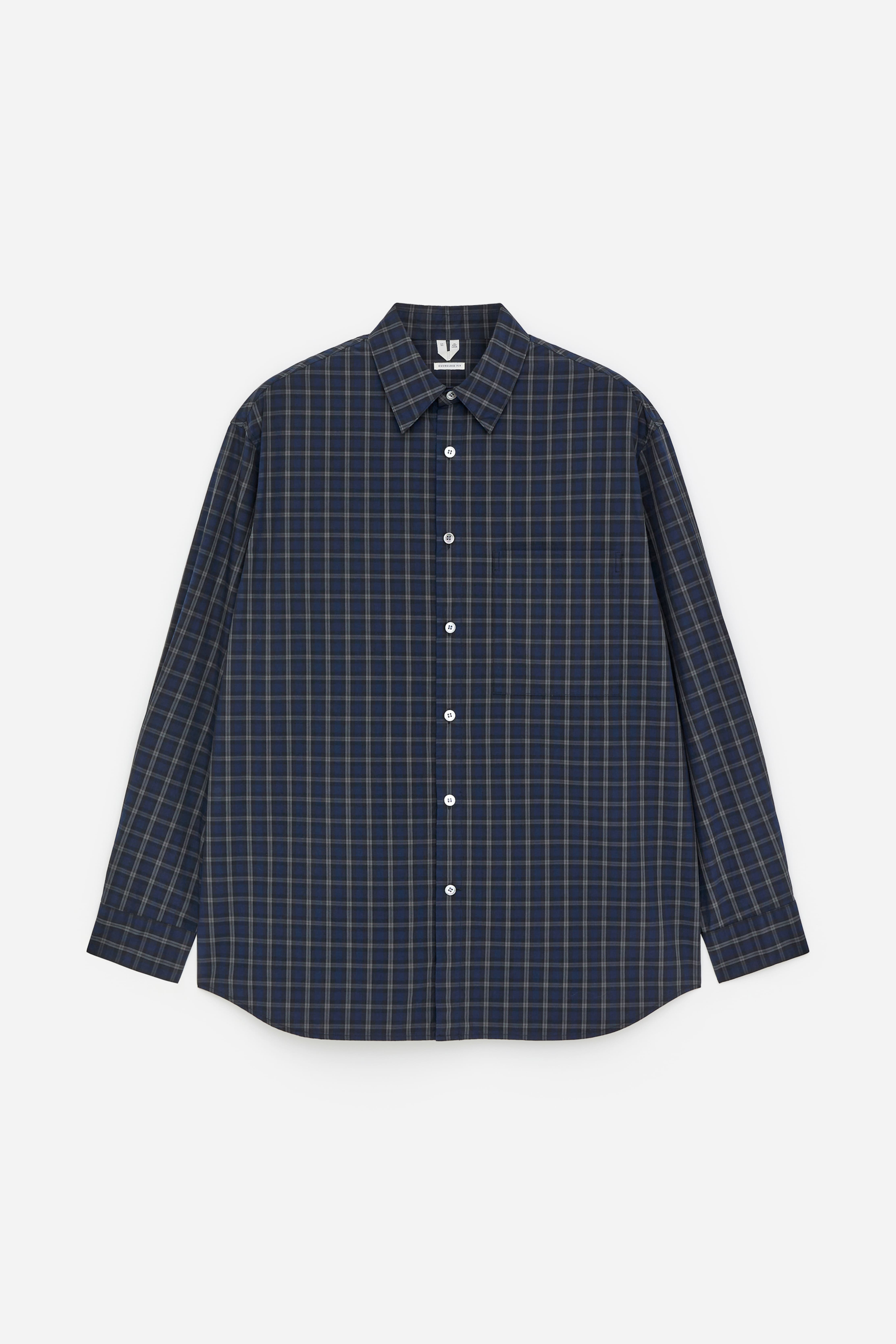 Oversized-Hemd aus Popeline - Blau/Karos