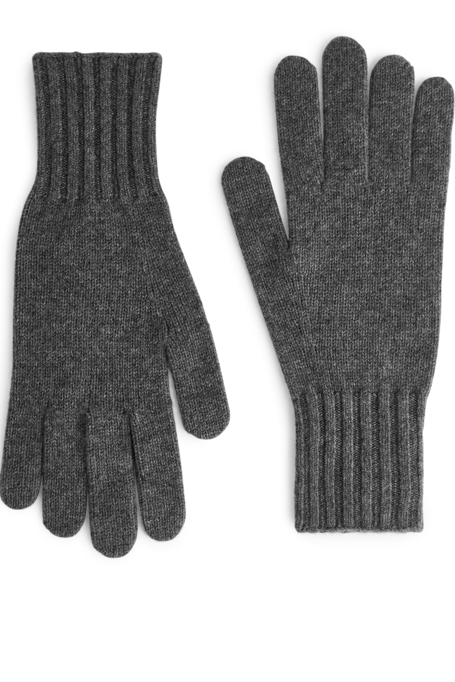 Cashmere-Blend Gloves - Grey/Dark Brown/Black - 1