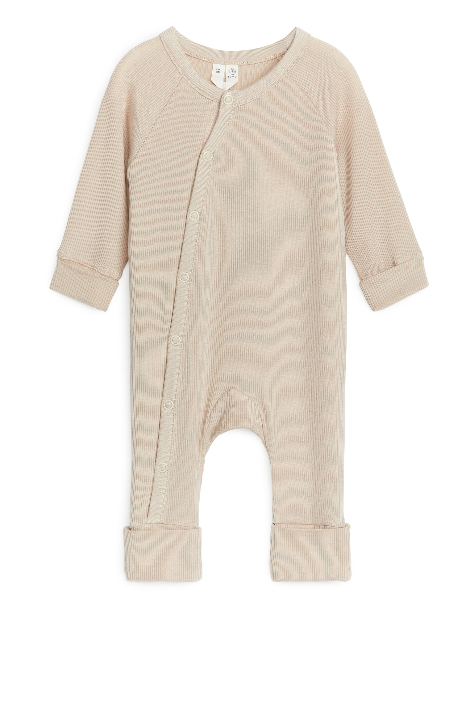 Newborn Smooth Rib Pyjama - Beige - 1