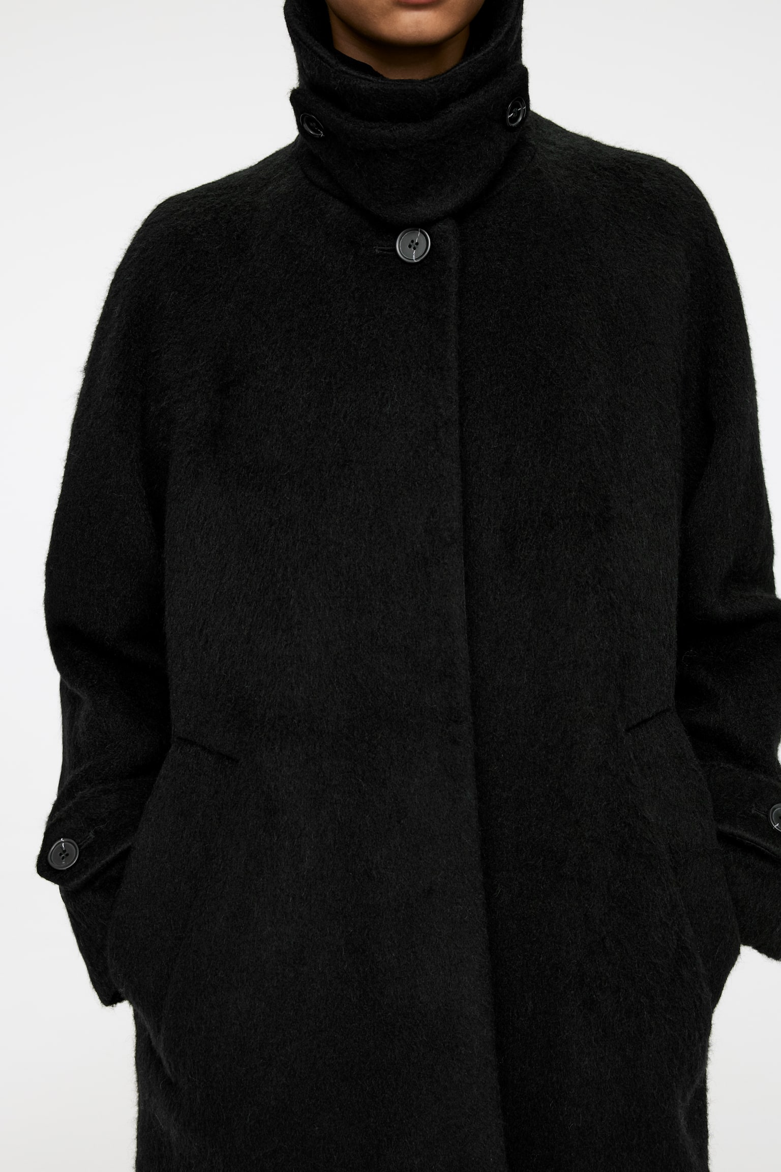 Oversized Wool Coat - Black - 8