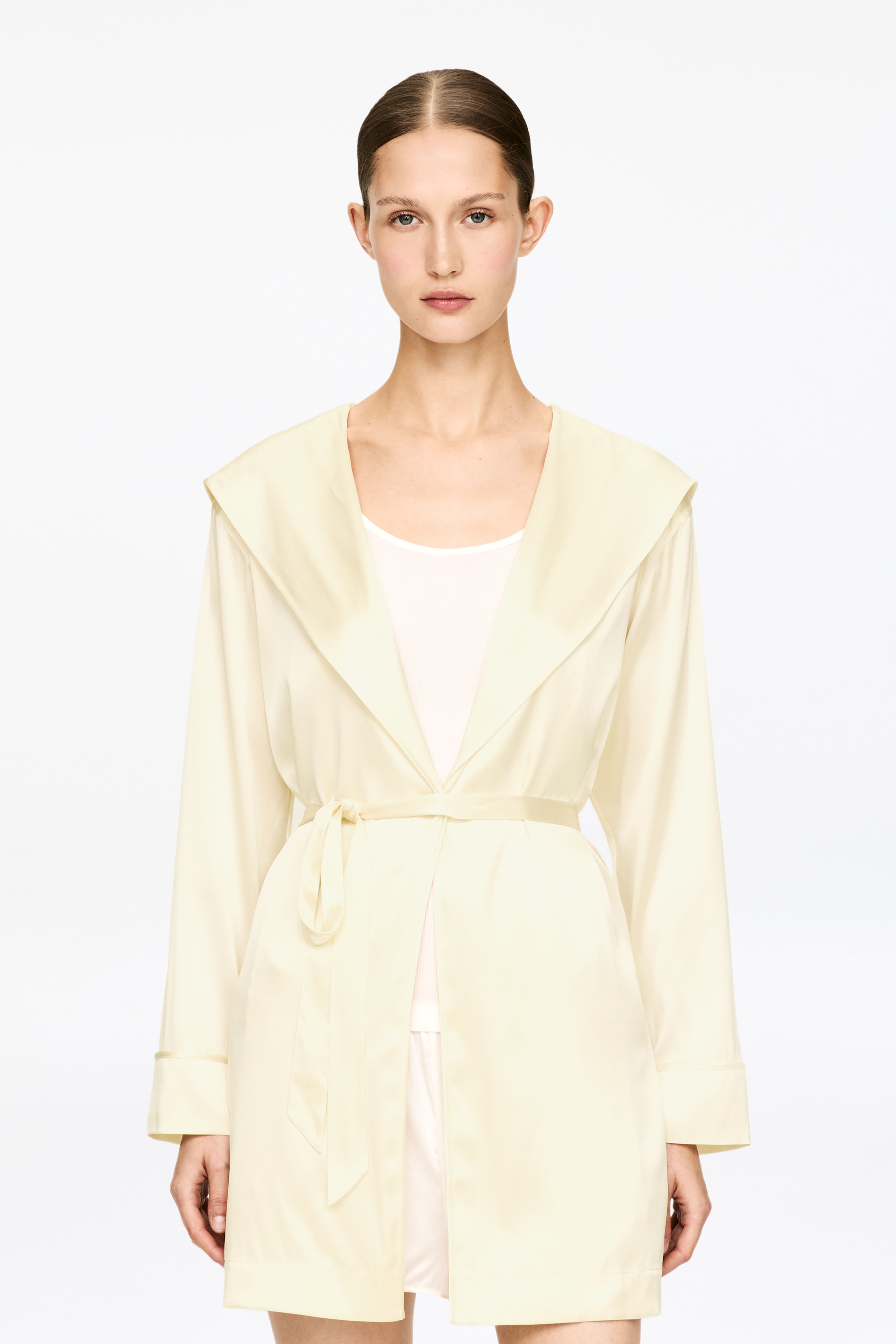 Silkekåbe med stretch - Råhvid