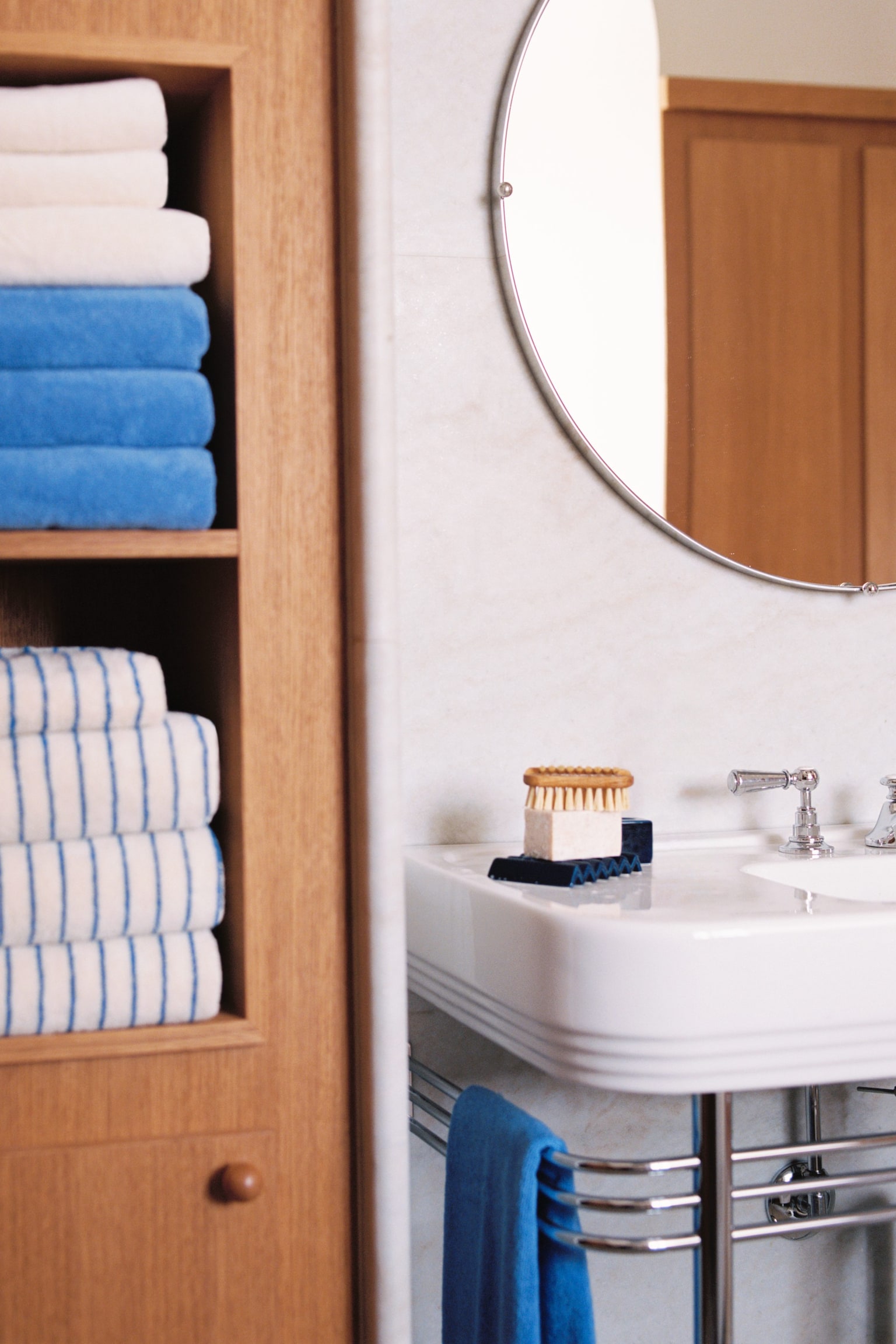 Handdoek 50 x 70 cm - Gebroken wit/Zachtgroen/Middenblauw - 5