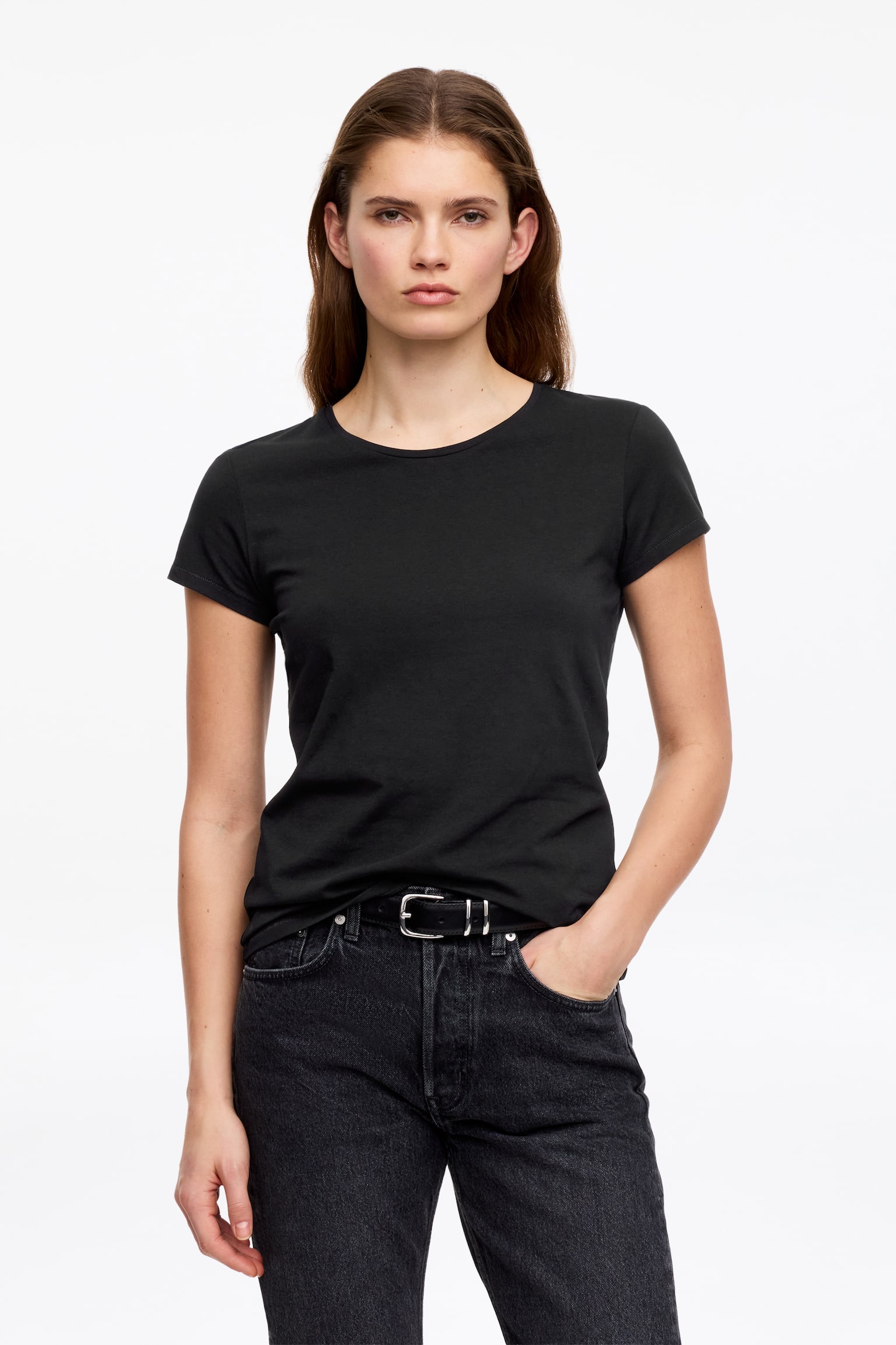 T-shirt med holkärm - Svart/Röd/Vit - 1