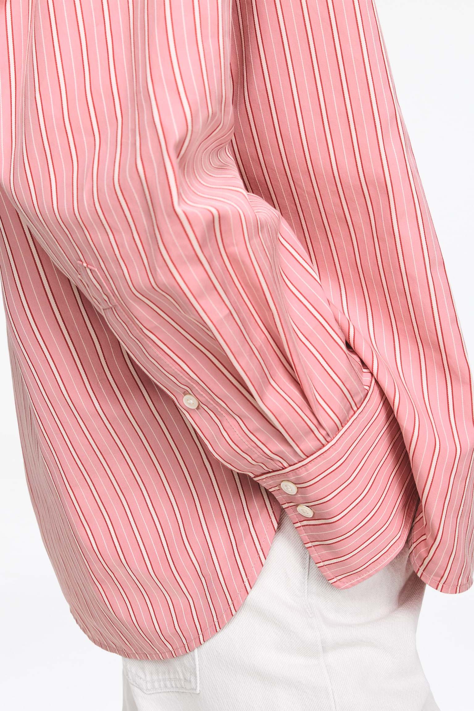 Baumwollhemd - Rosa/Weiß - 5
