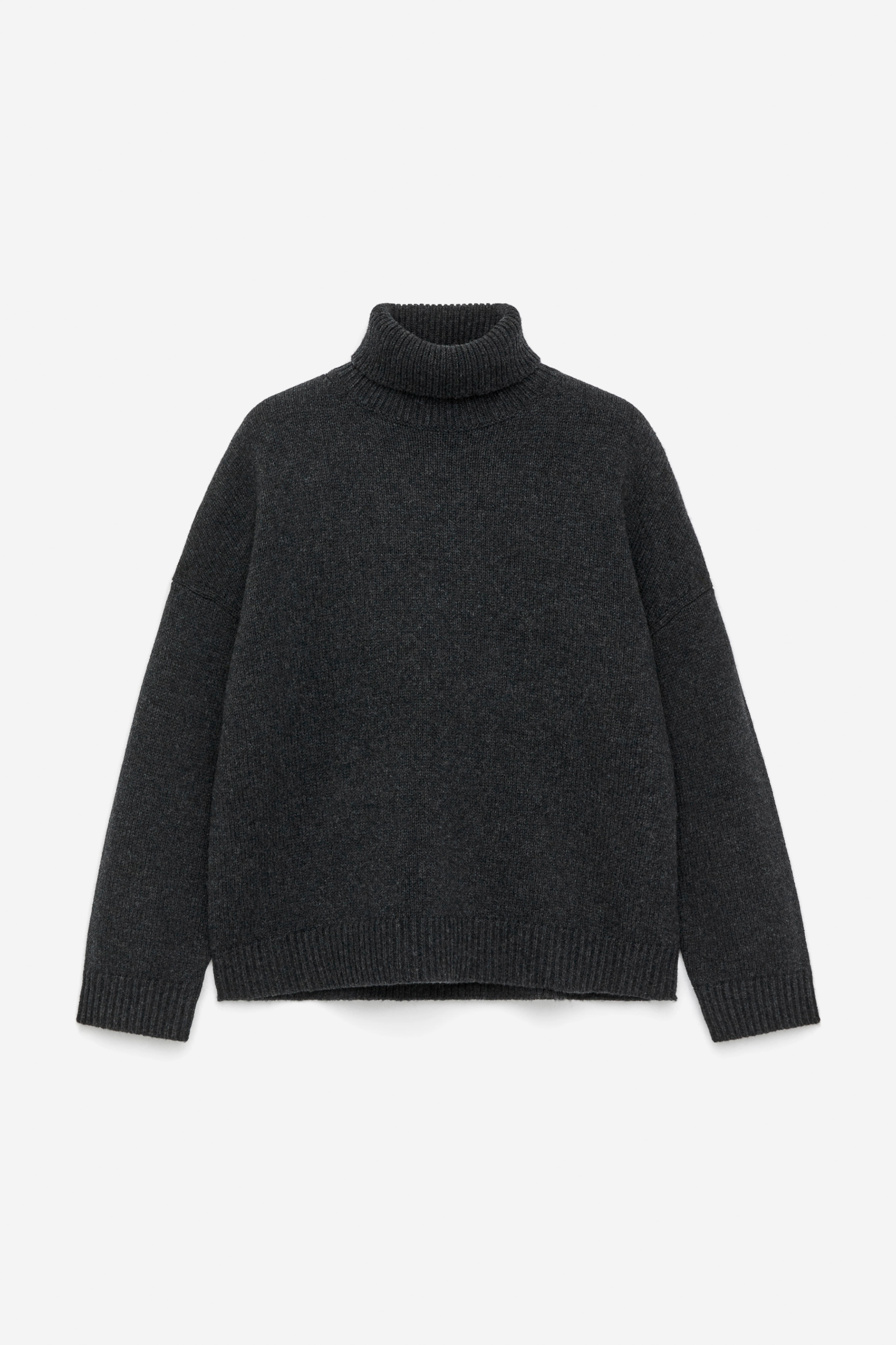 Uldtrøje med rullekrave - grå