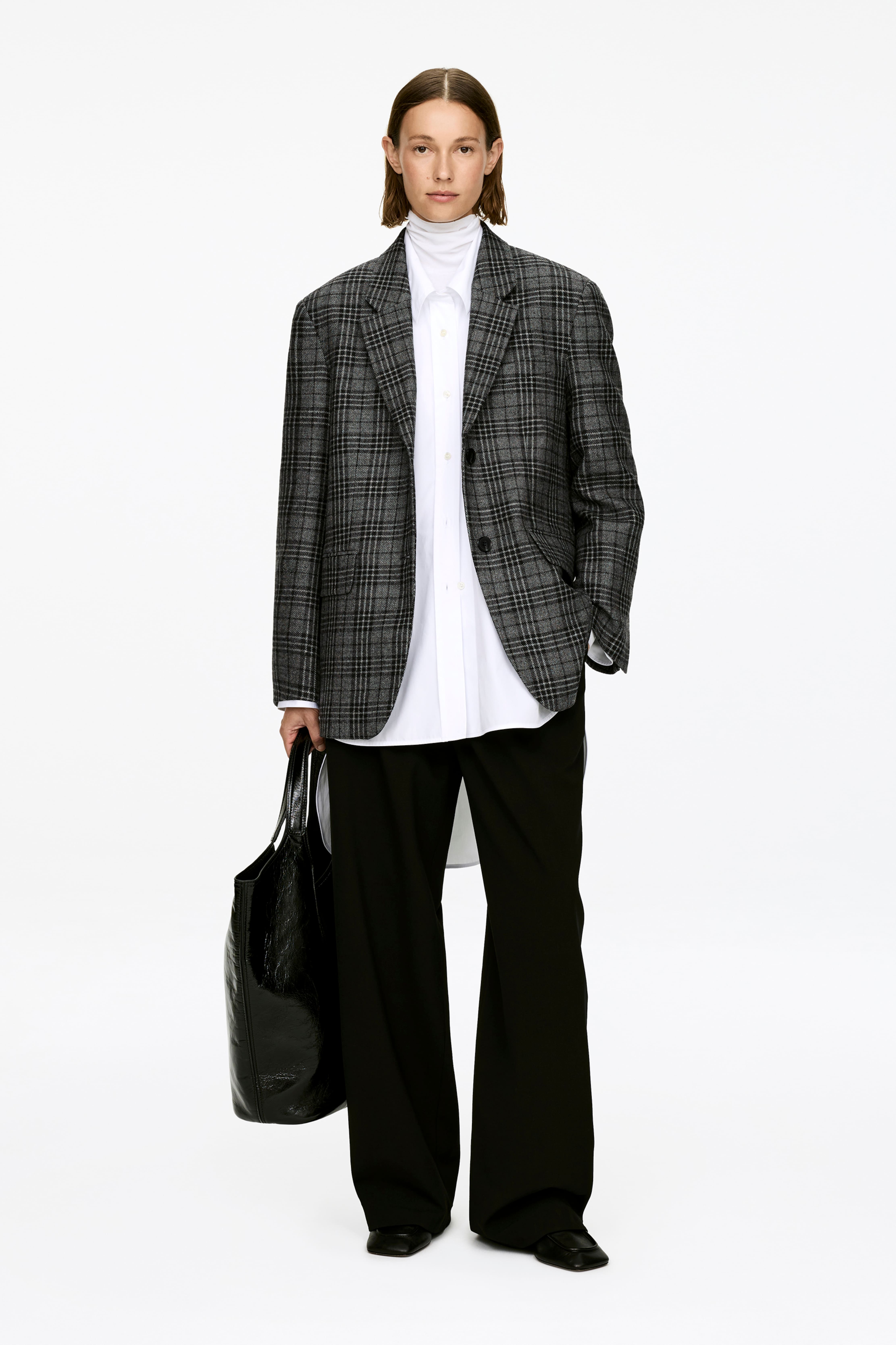 Blazer dal taglio rilassato - Nero/Motivo a quadri