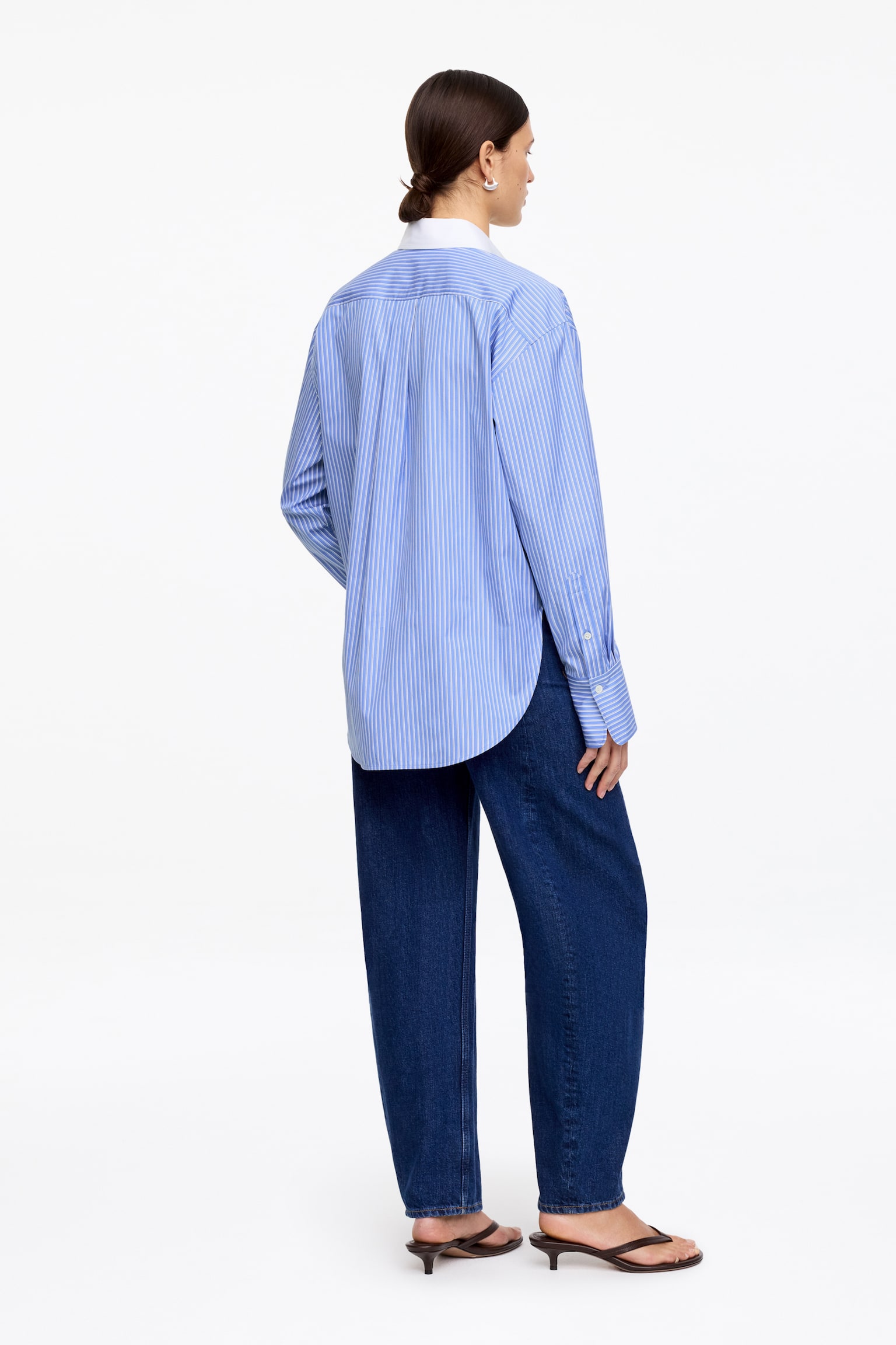 Relaxed fit poplin ing - Kék/Fehér/Kék/Fehér - 5