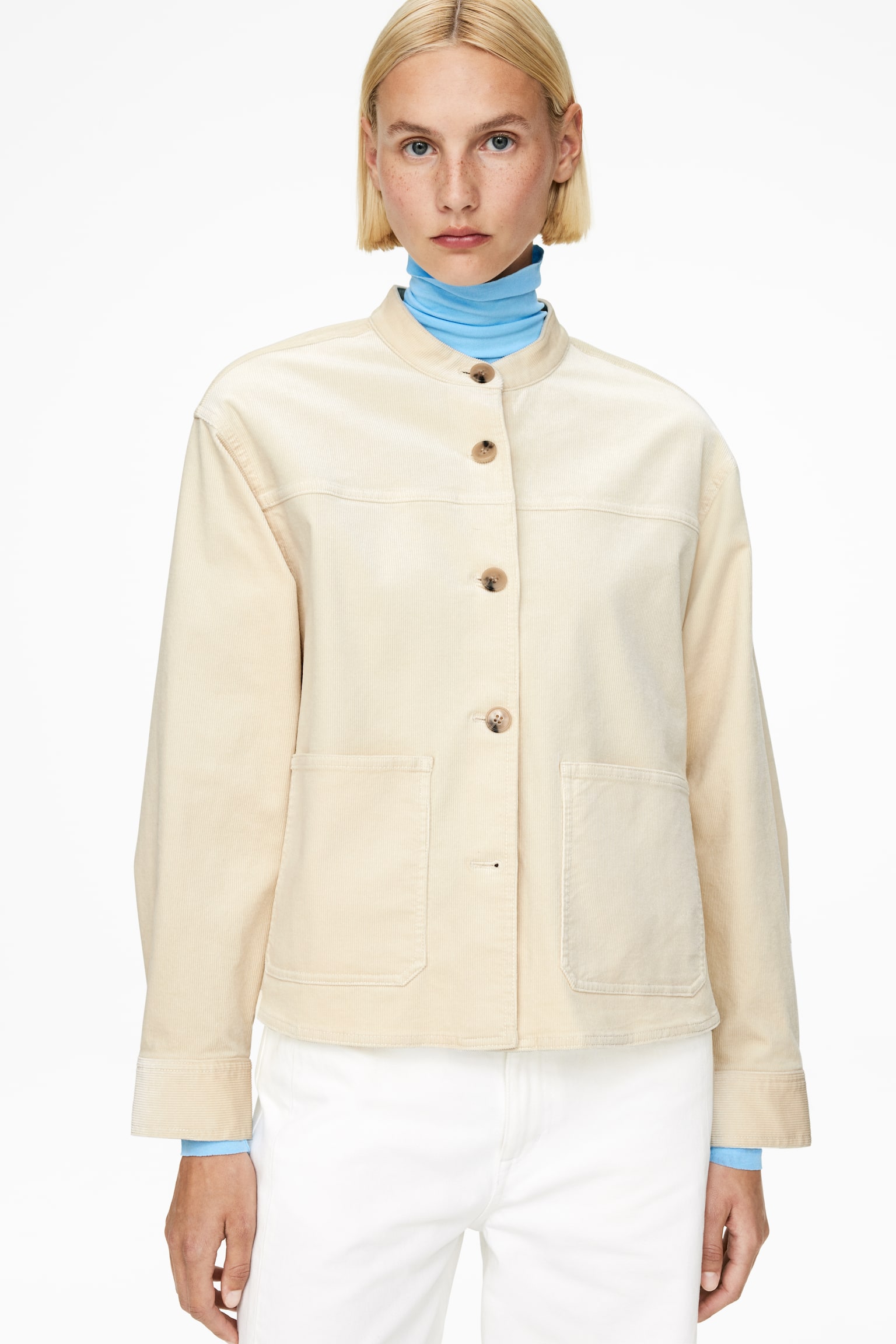 Overshirt aus Cord - Hellbeige/Dunkelblau - 11