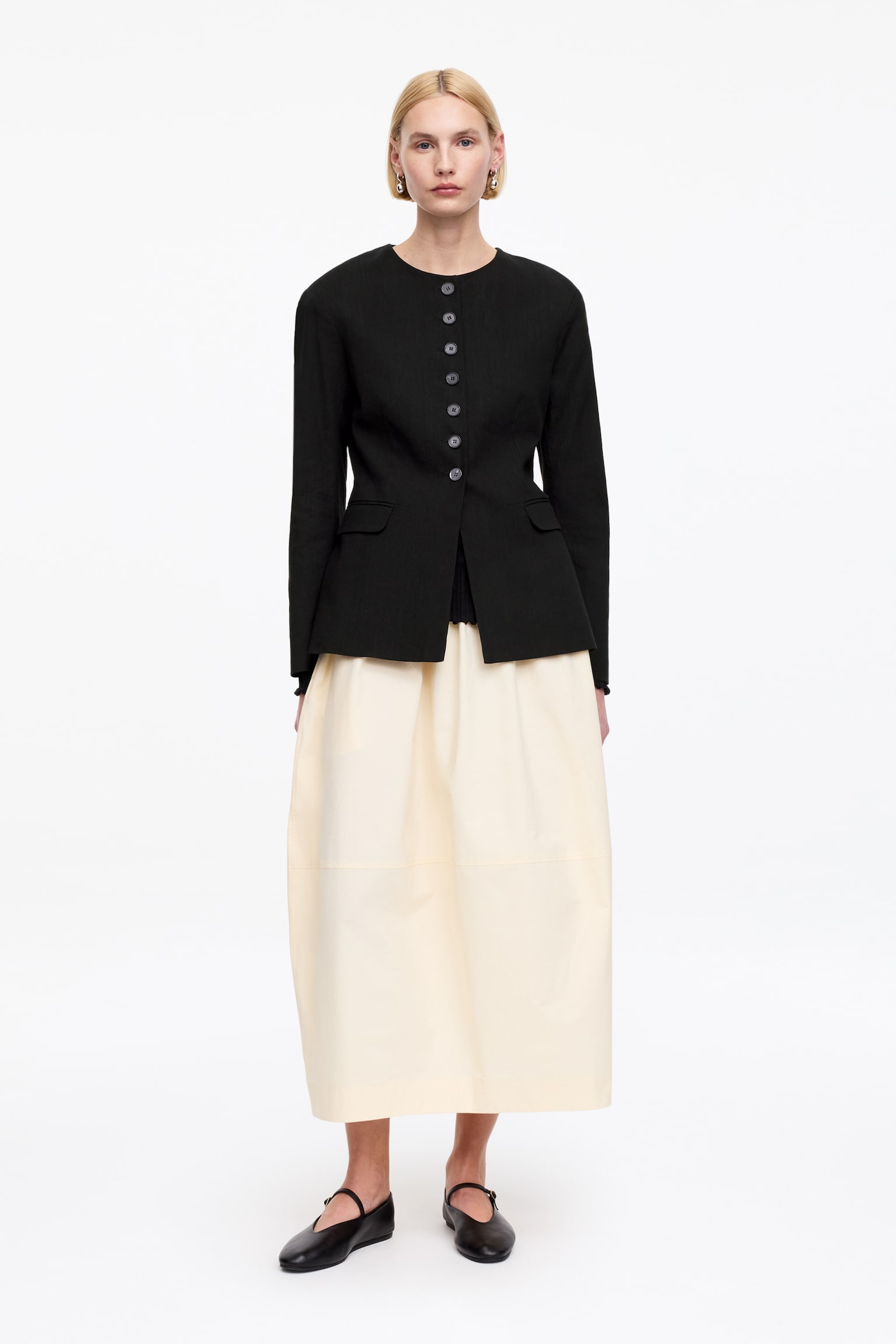 Blazer aus Leinenmischung - Schwarz/Dunkelbraun - 1