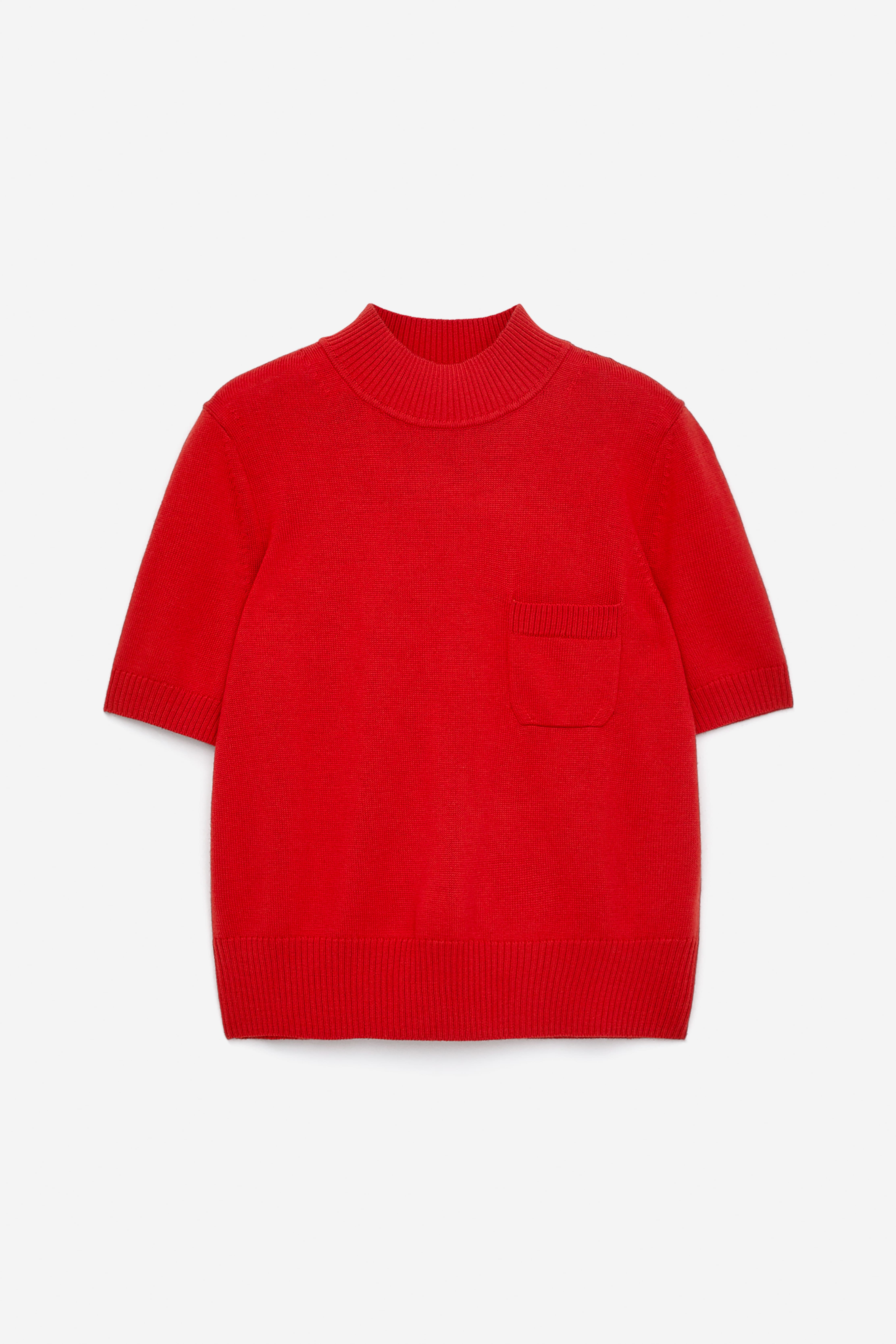 Maglione a maniche corte in lana merino - Rosso