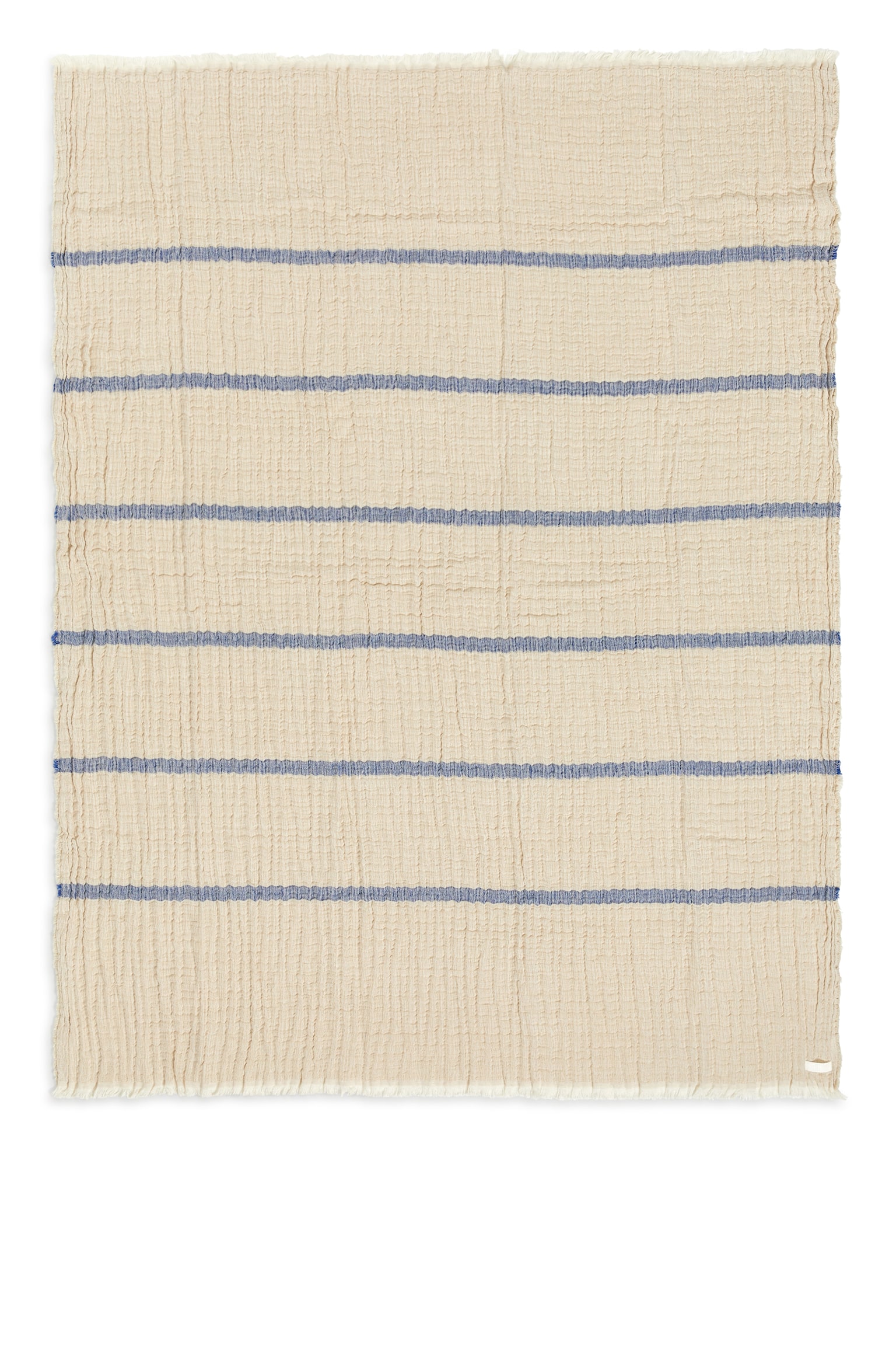 Crinkled Linen Blend Blanket - Beige/Blue/Pink - 1