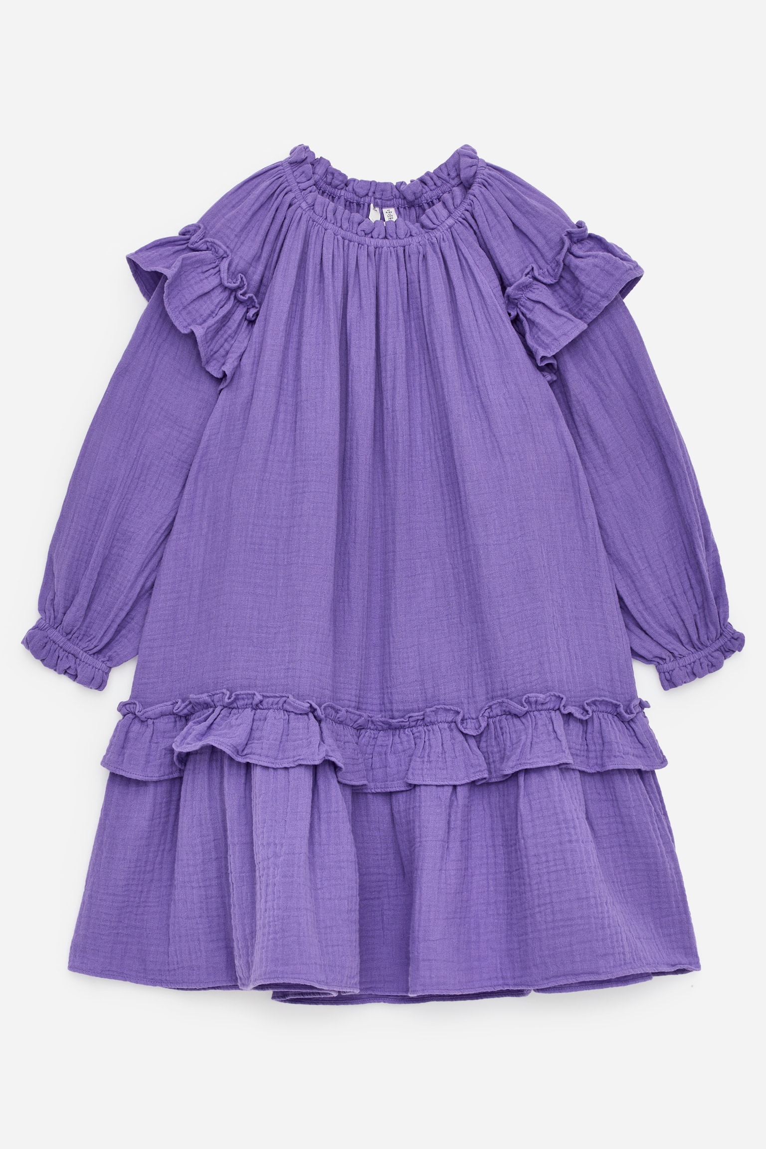 Jurk van katoenen mousseline - Paars/Donkergroen