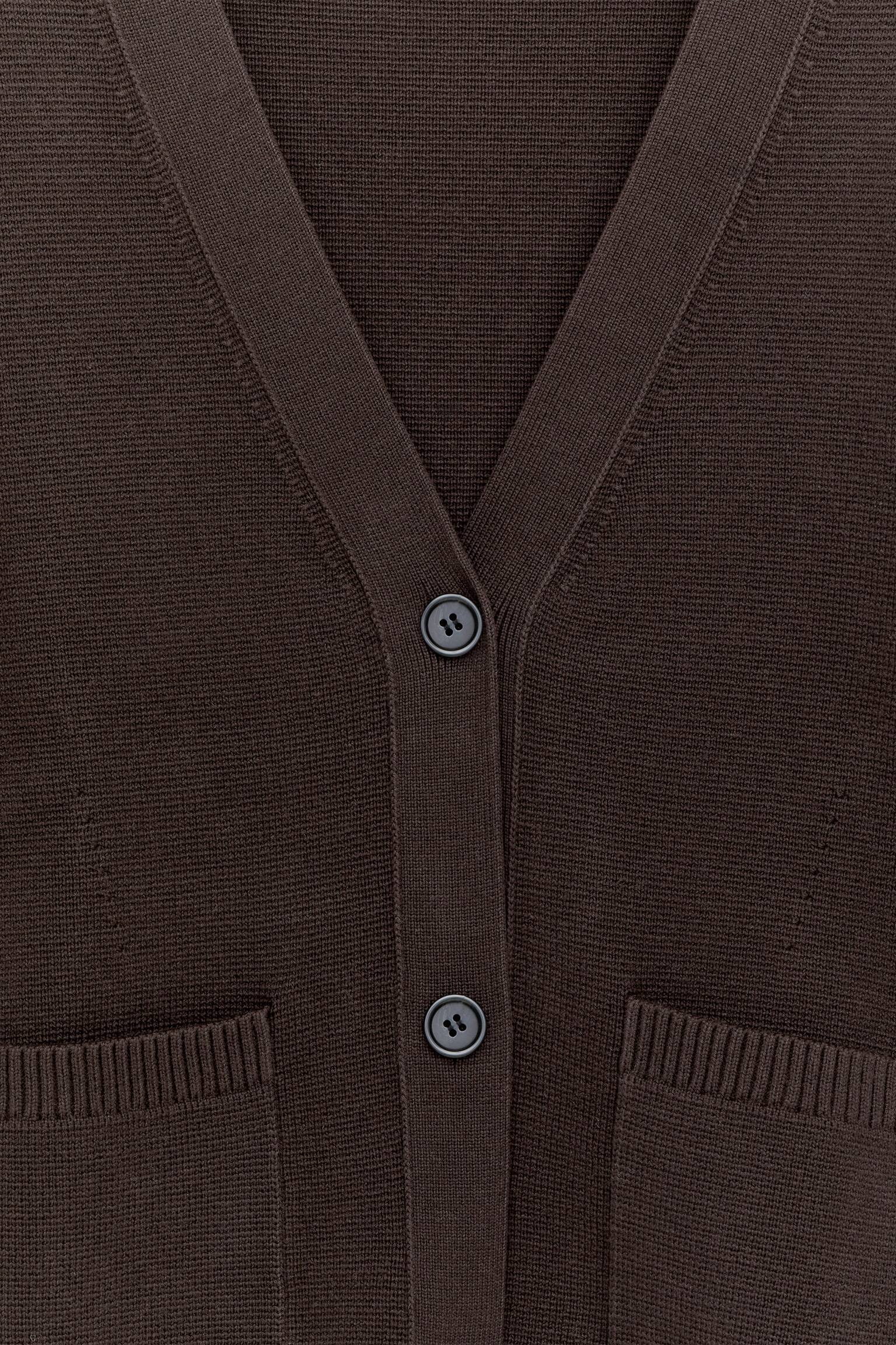 Strickjacke aus Baumwolle - Dunkelbraun/Helles Taupe - 4