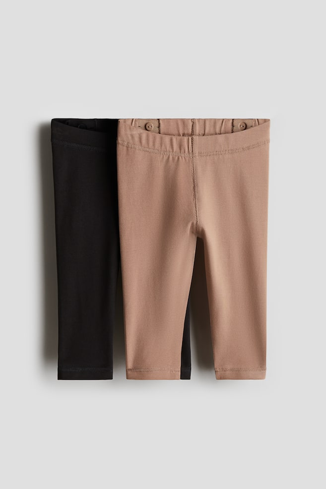 2-pack pima cotton jersey leggings - Black/Light brown/Beige/Dusty pink/Light grey/Dark blue - 1