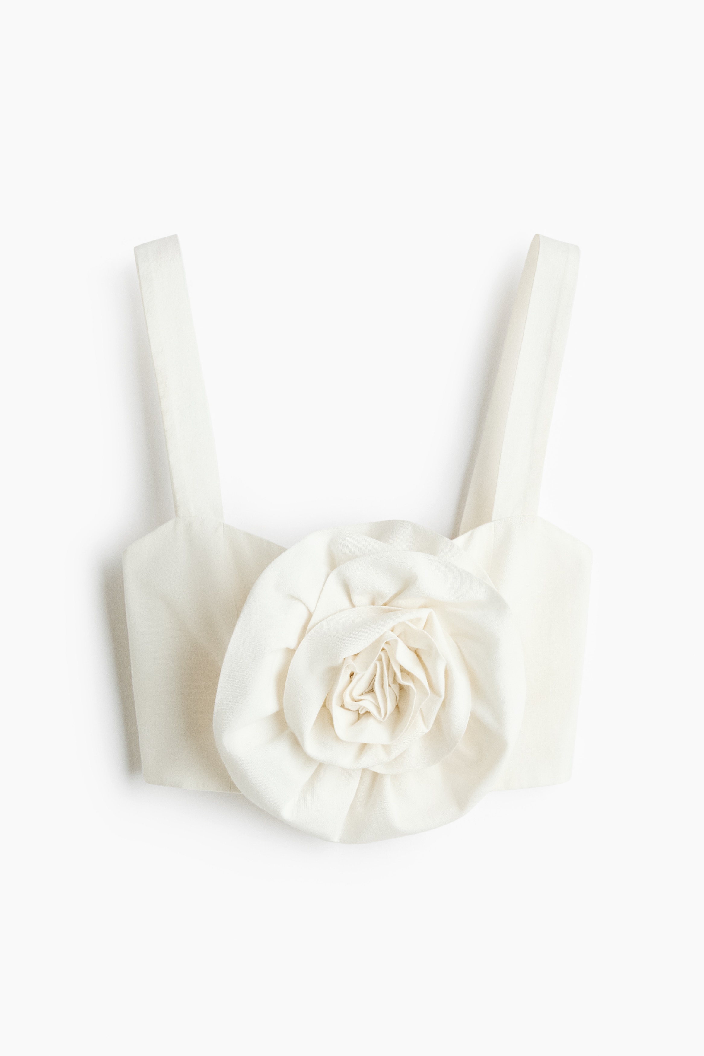 Appliquéd linen-blend top - Cream