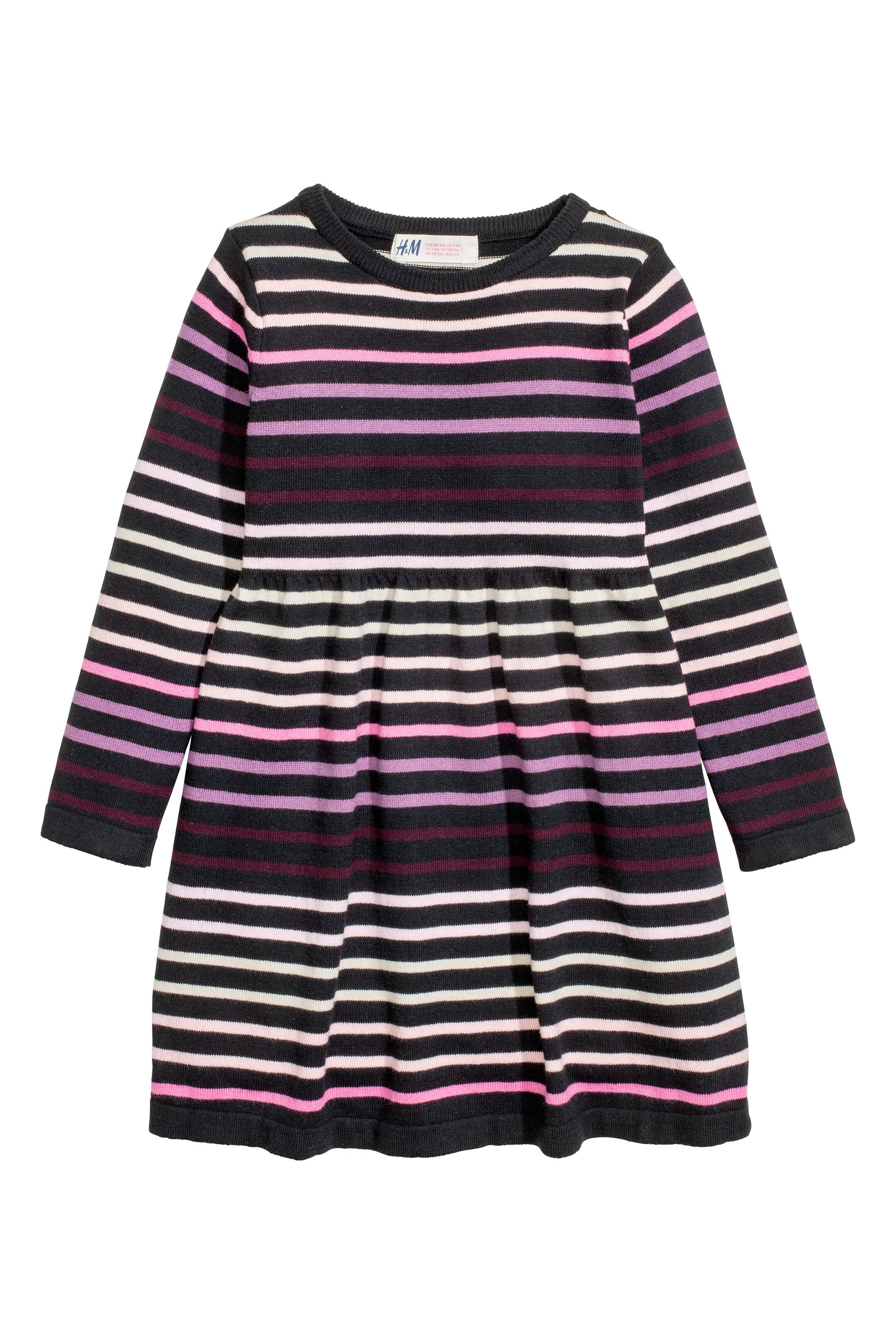 Grotere afbeelding bekijken: Fijngebreide jurk - Zwart/lichtroze - KINDEREN | H&M BE 1