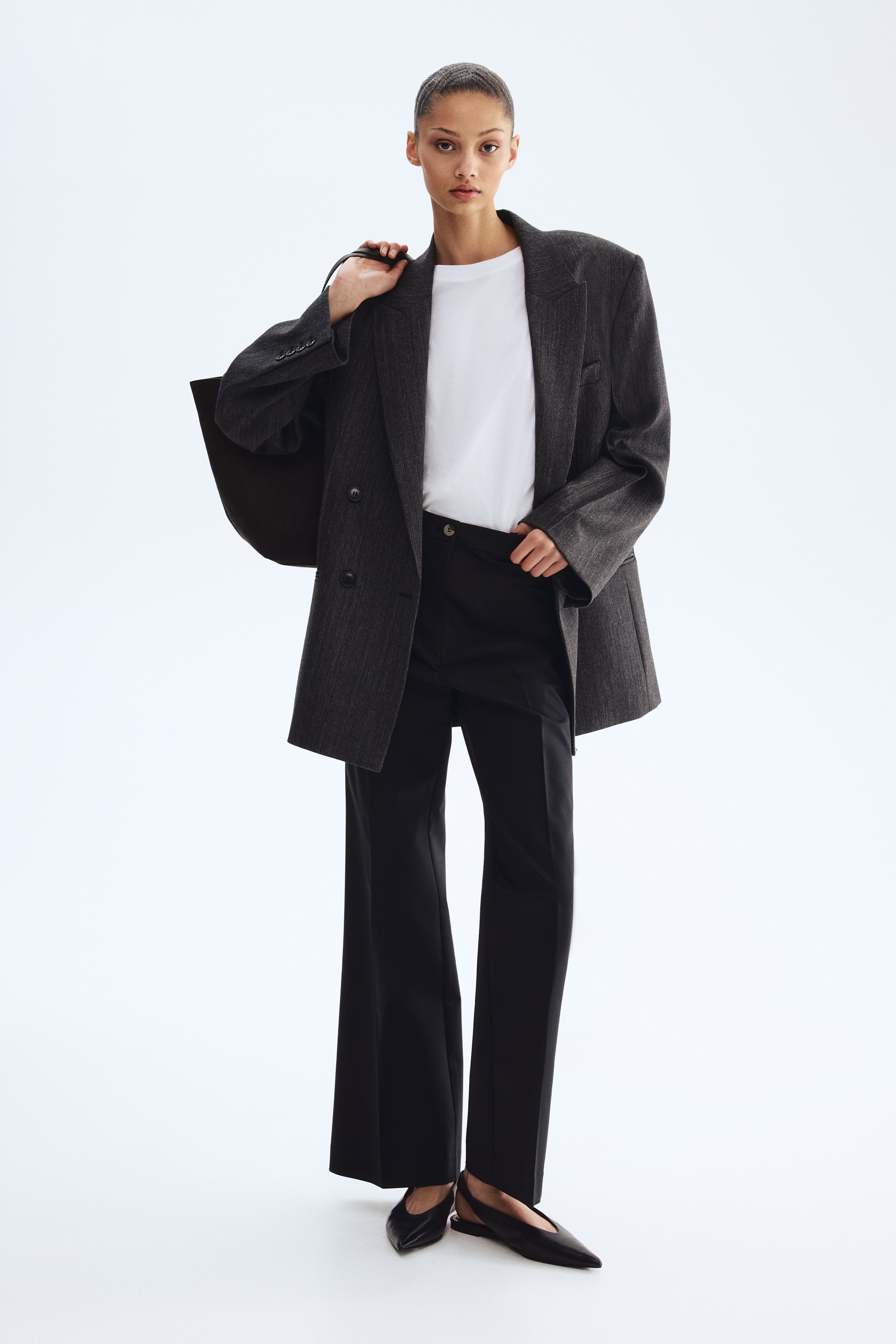 Pantalone s blago zvonastim nogavicama - Crna/Svetlosmeđa