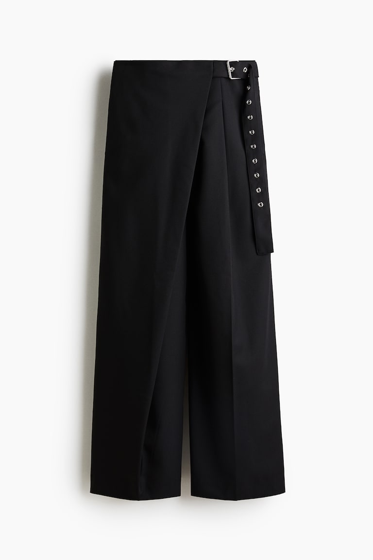 Pantalone od mešavine vune sa ukrasnim preklopom