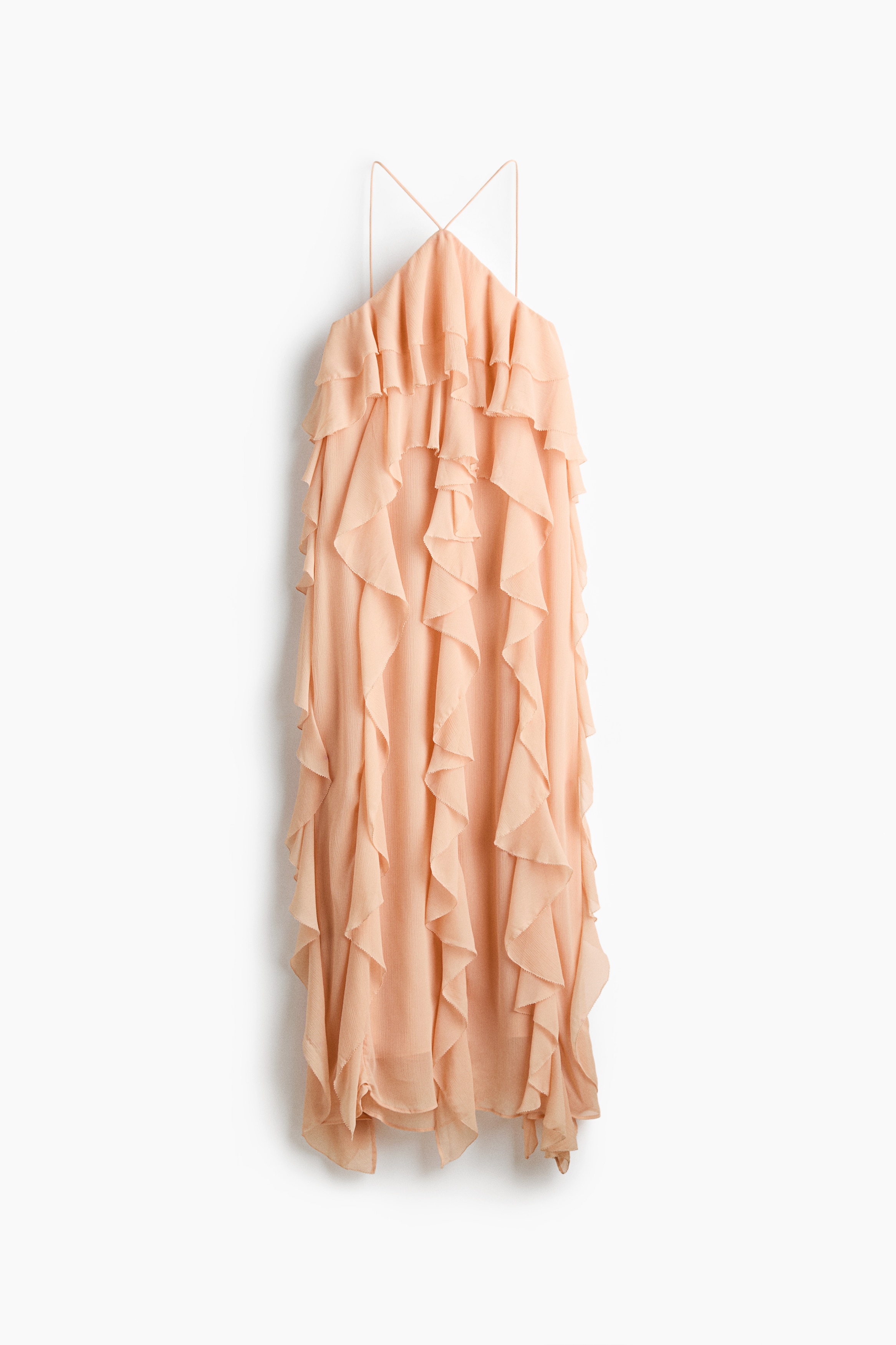 Flounced chiffon dress - Apricot