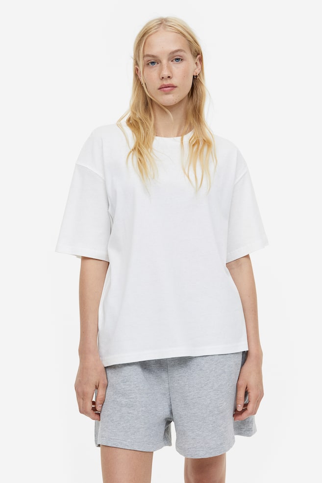 T-shirt carré - Blanc/Noir - 1