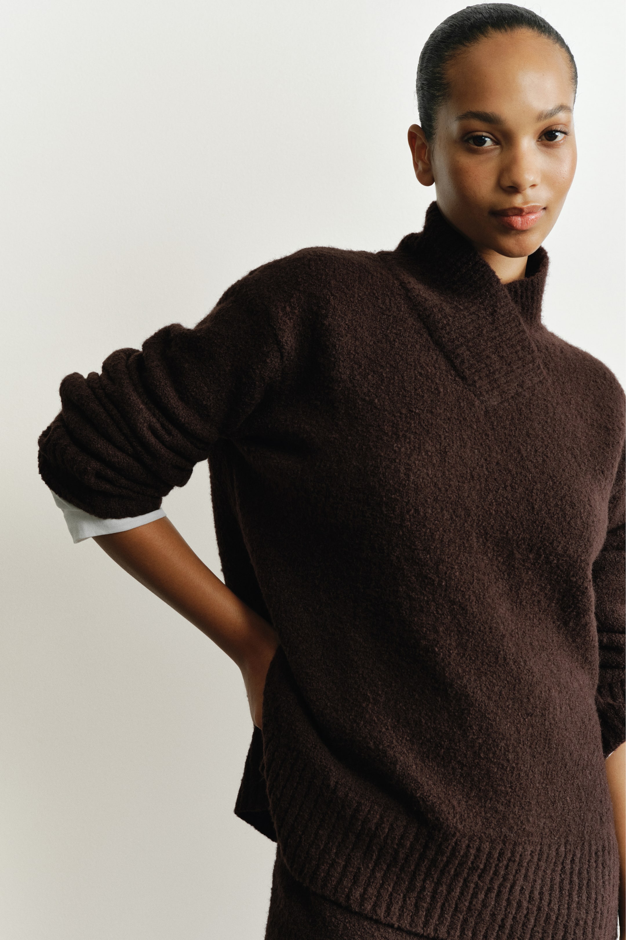 View larger image: Loose-fit wool-blend jumper - Dark brown - Ladies | H&M 1