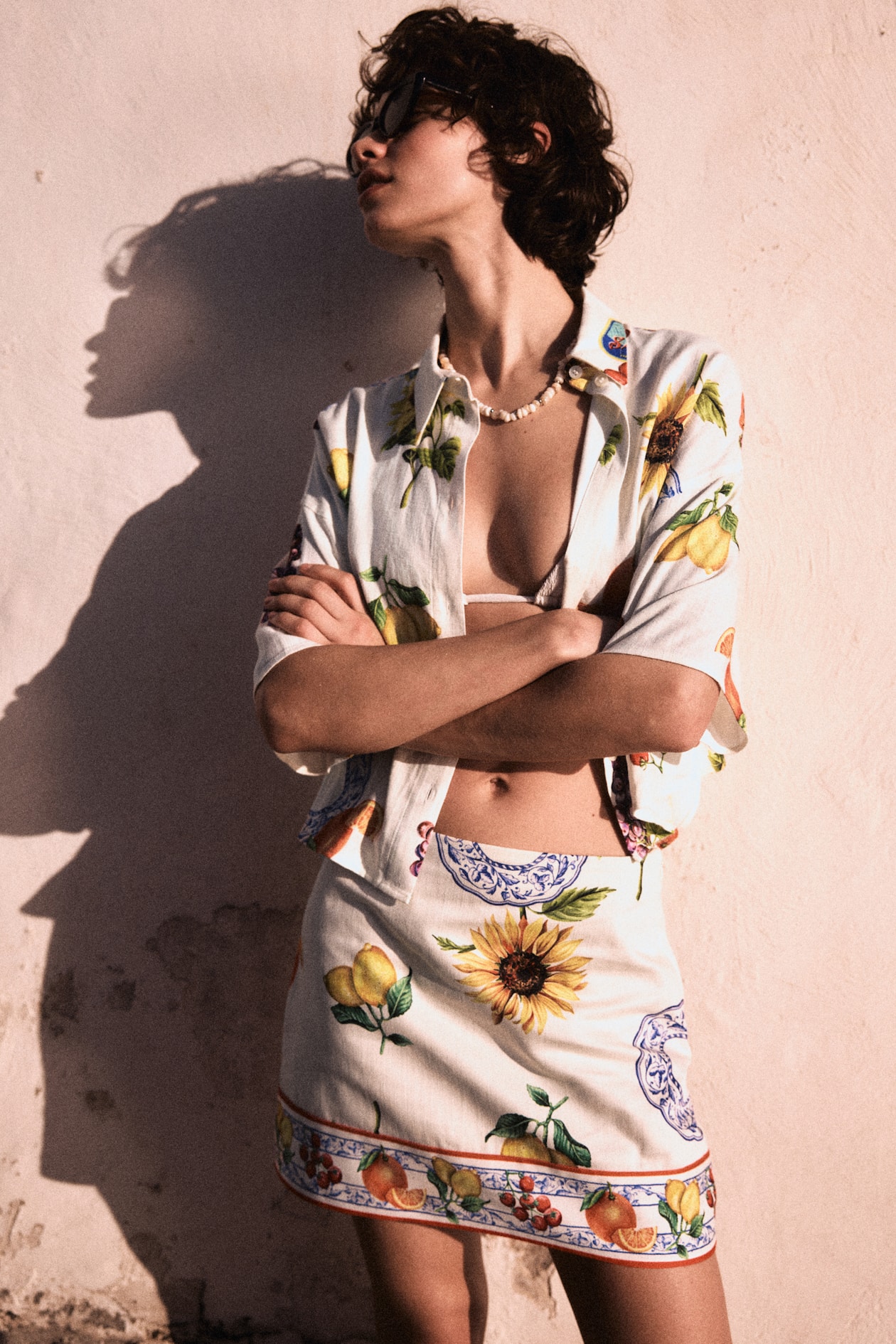 Printed mini skirt White/Patterned Ladies H&M GB - Main Image