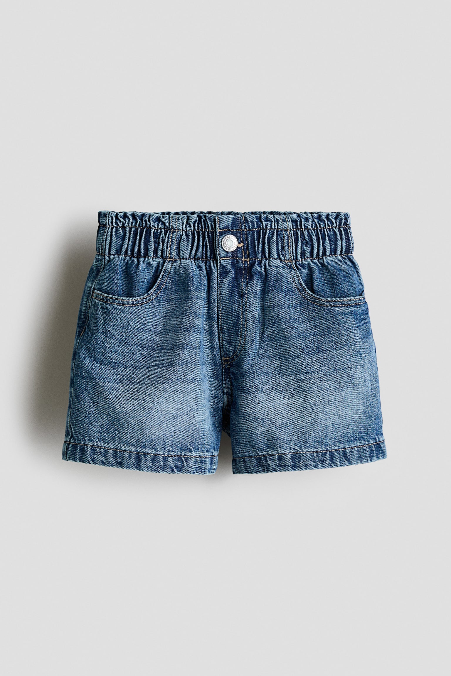Paper-Bag Denim Shorts - Denim blue/Light denim blue
