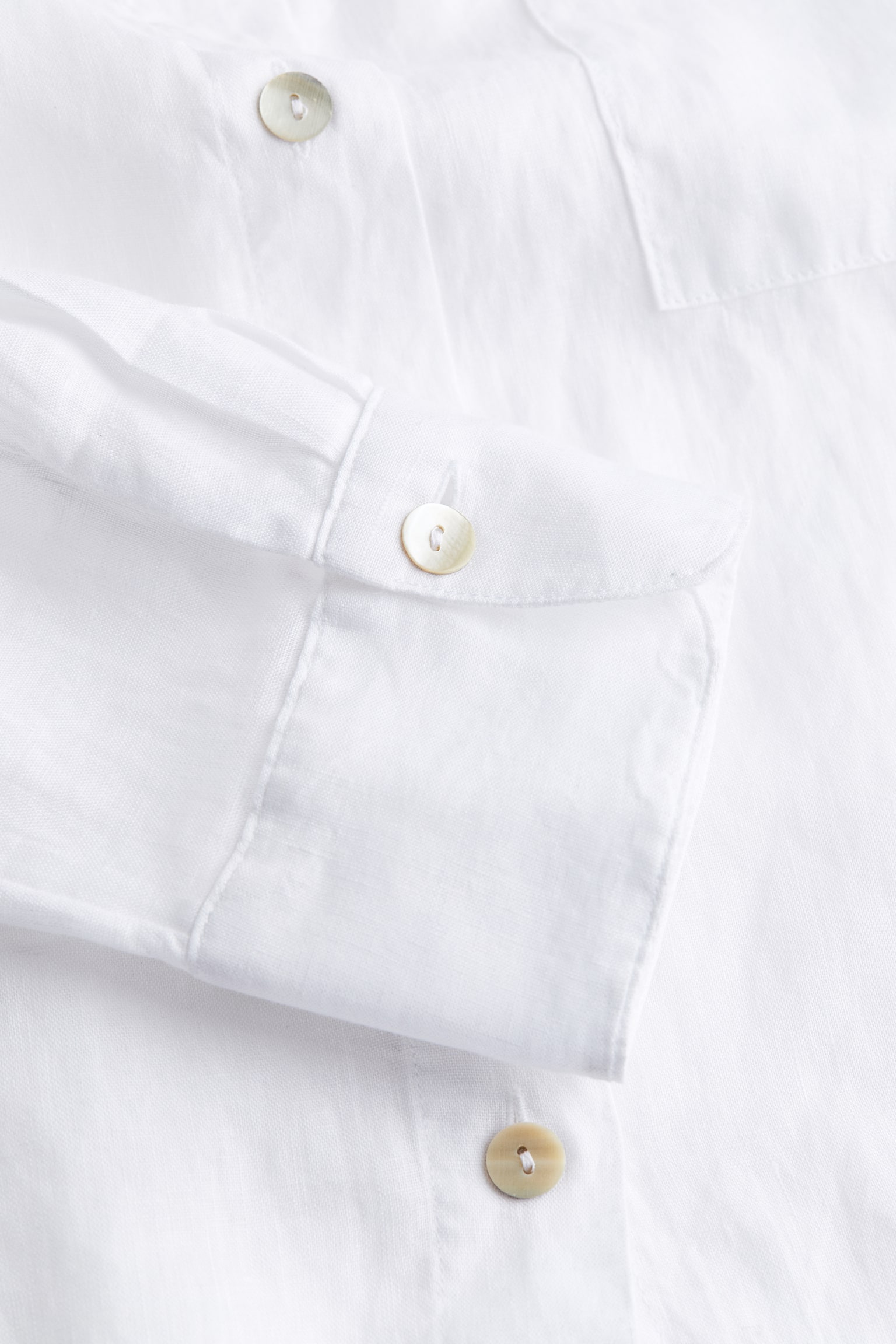 Oversized Linen Shirt - White/Black - 5