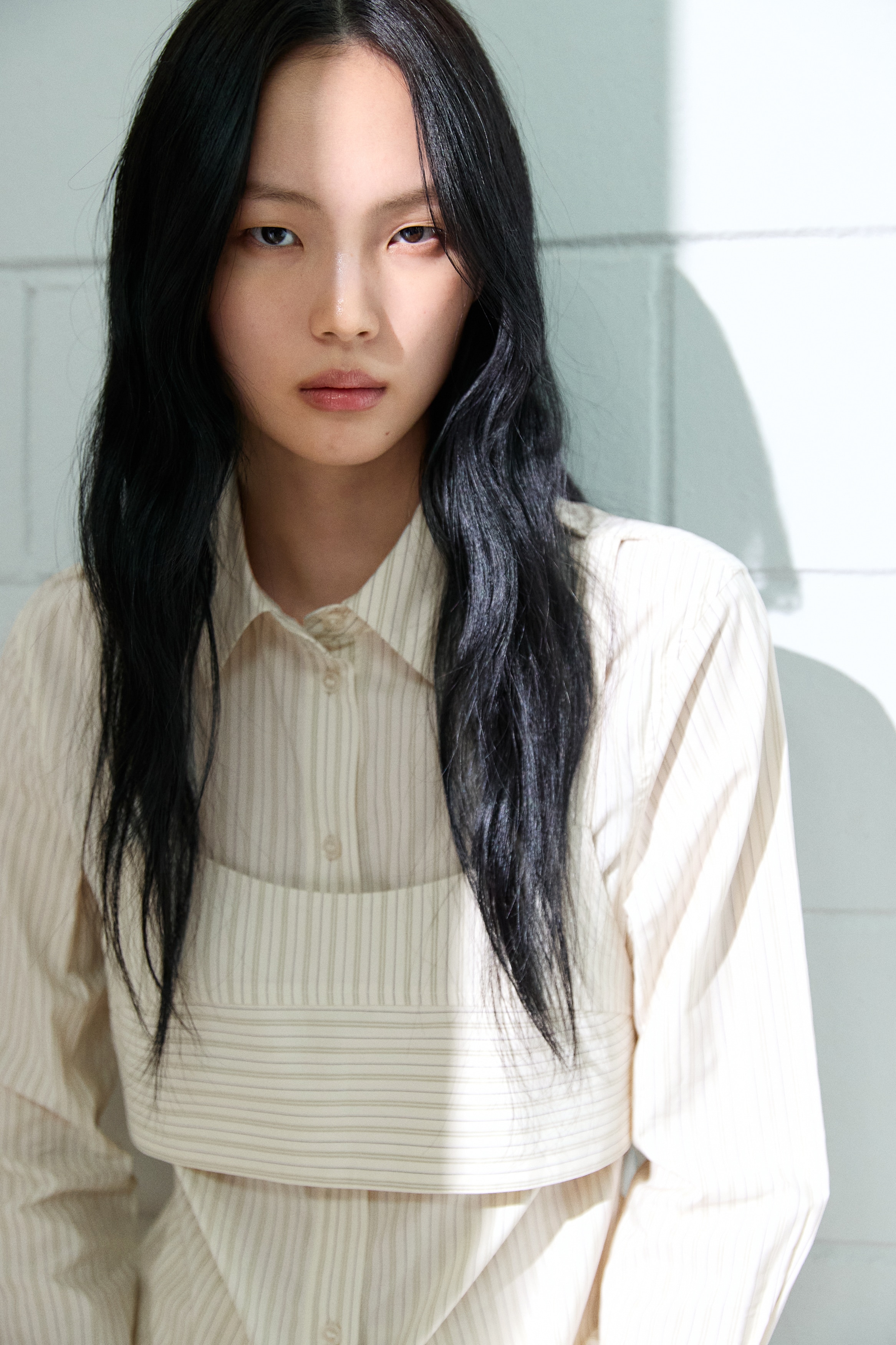 Layered shirt - Cream/Striped/Light grey/Striped