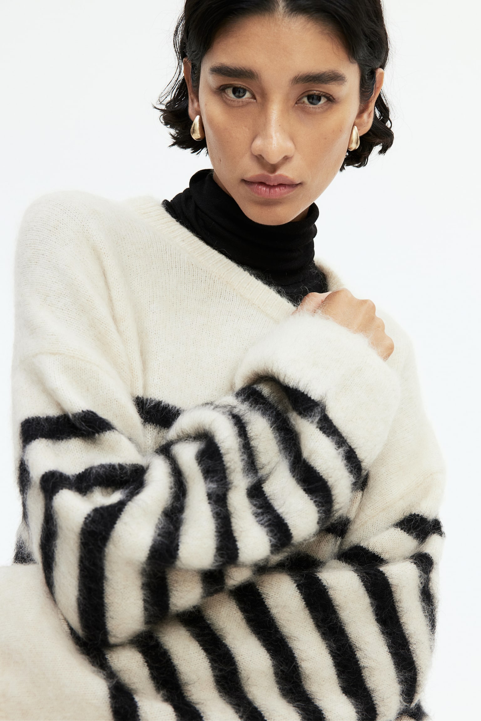 Oversized mohair-blend jumper - Light beige/Striped/Dark brown/Black/Light grey/White/Dark grey/Light pink/Beige - 1