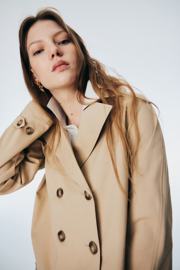 Short Trench Coat Beige Ladies H&M US