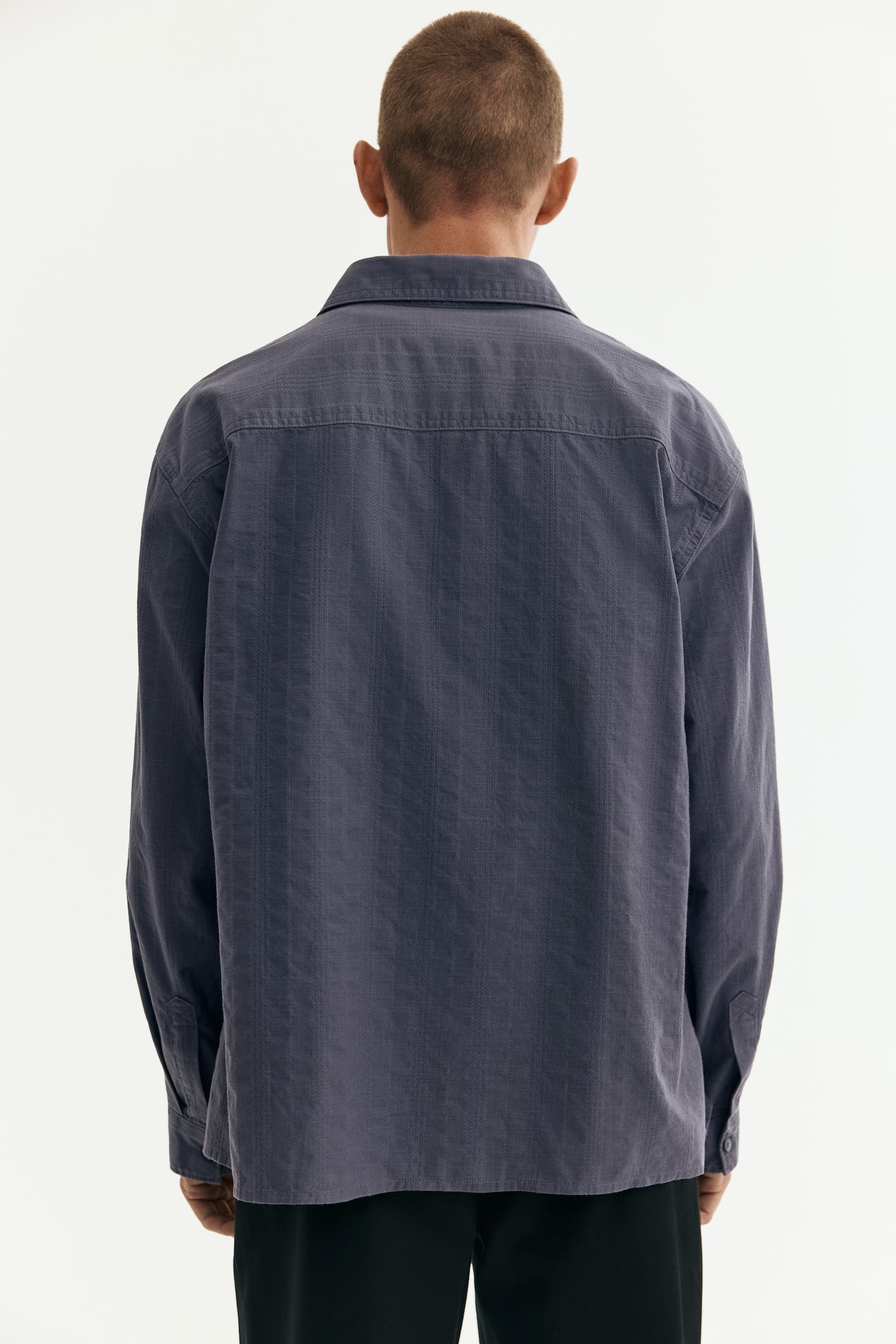 Regular Fit Textured shirt - Steel blue/Black/White - 8