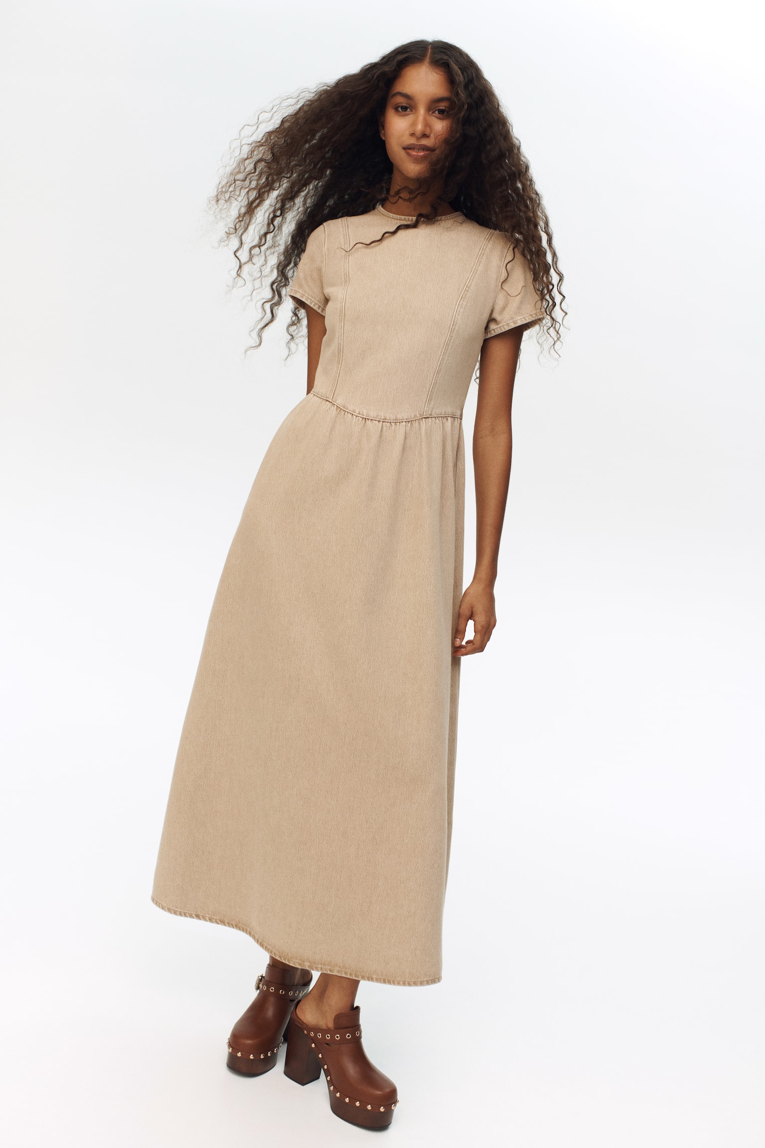 Denim maxi dress - Beige - 6