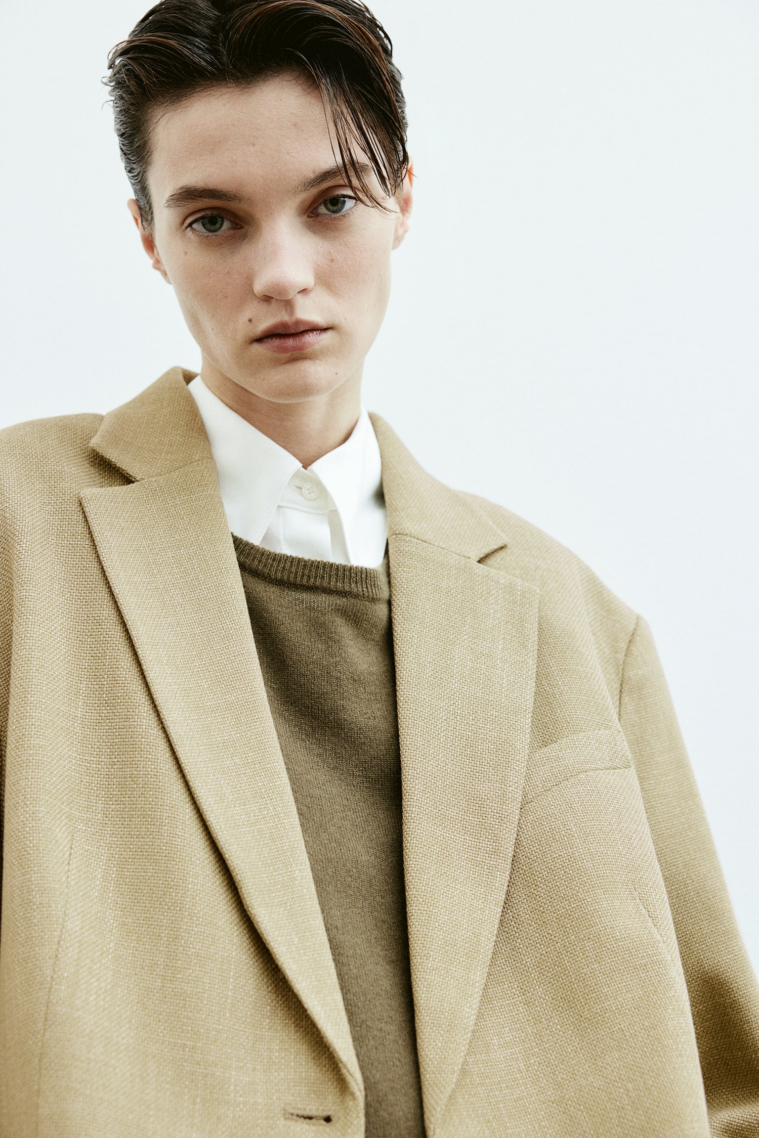 Oversized Blazer - Light khaki green/Cream/Dusty blue - 3