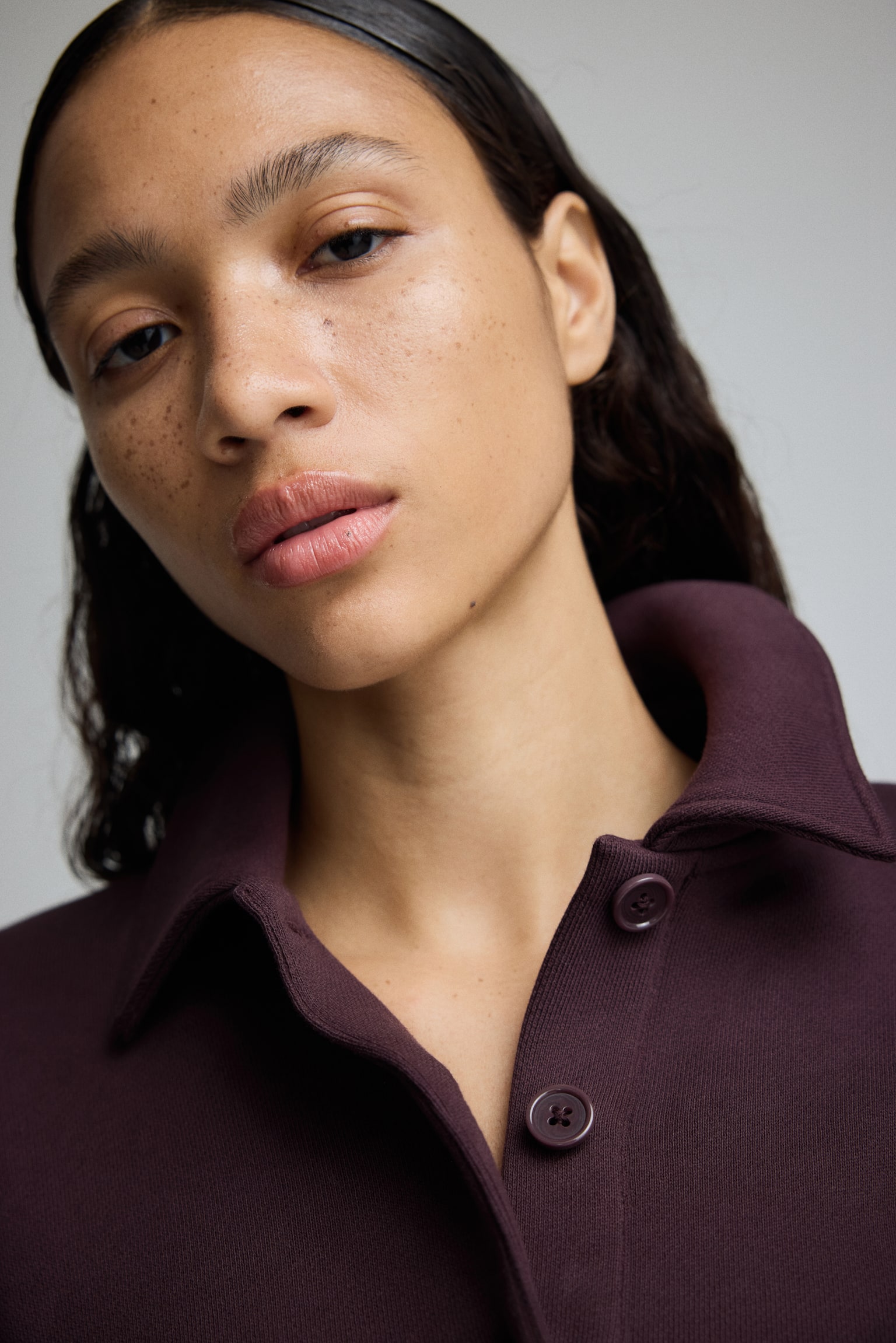 Sports cotton rugby shirt - Chocolate plum/Light taupe - 6